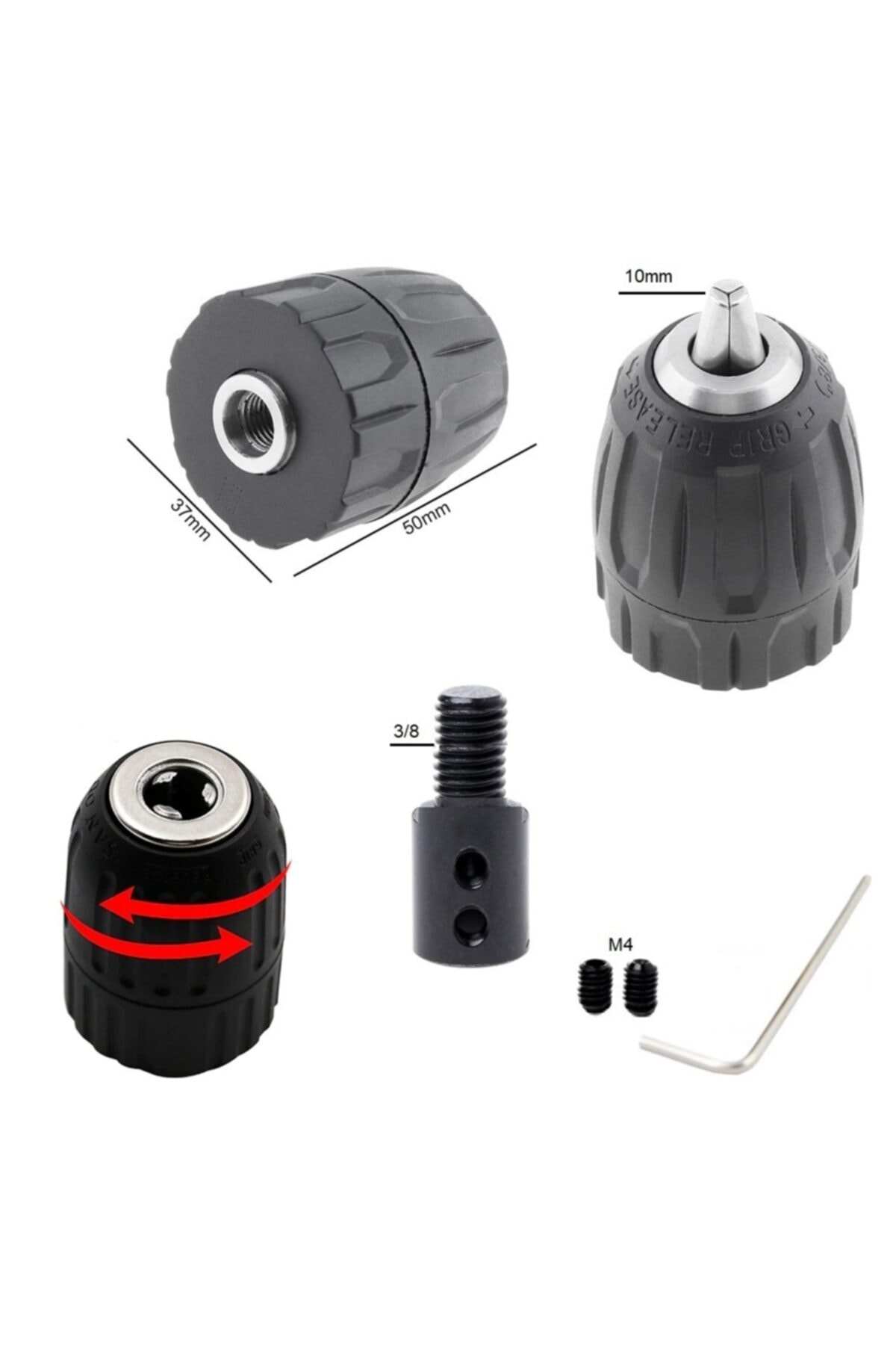 Anahtarsız Supra Plastik Mandren Otomatik Mandrel Okul Proje Hobi 3lü Motor Mil Kaplinli 3/8mm 10mm