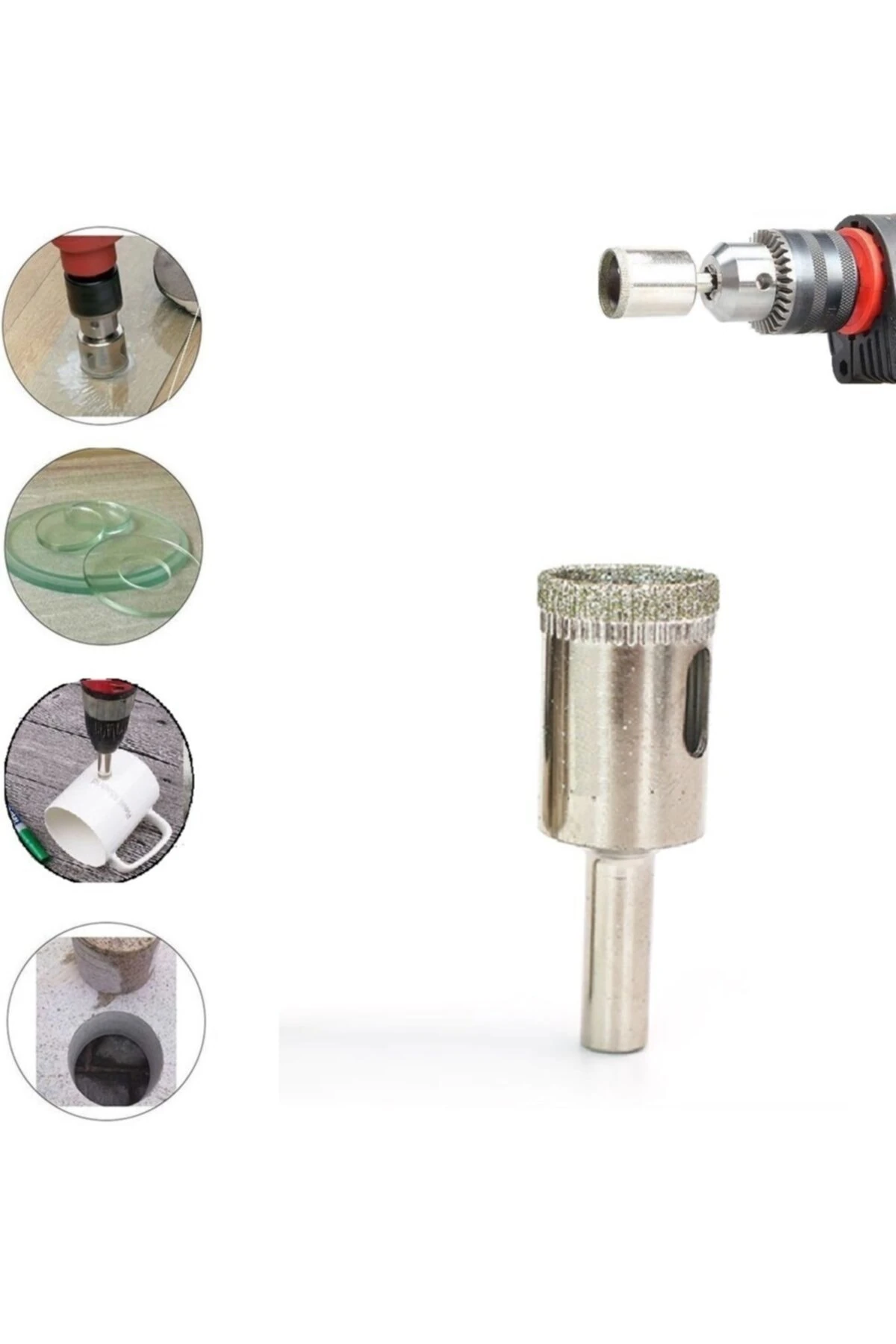 Mermer Granit Fayans Porselen Cam 22mm Yuvarlak Delme Pancı Elmas Uçlu Delik Açma Karot Matkap Ucu