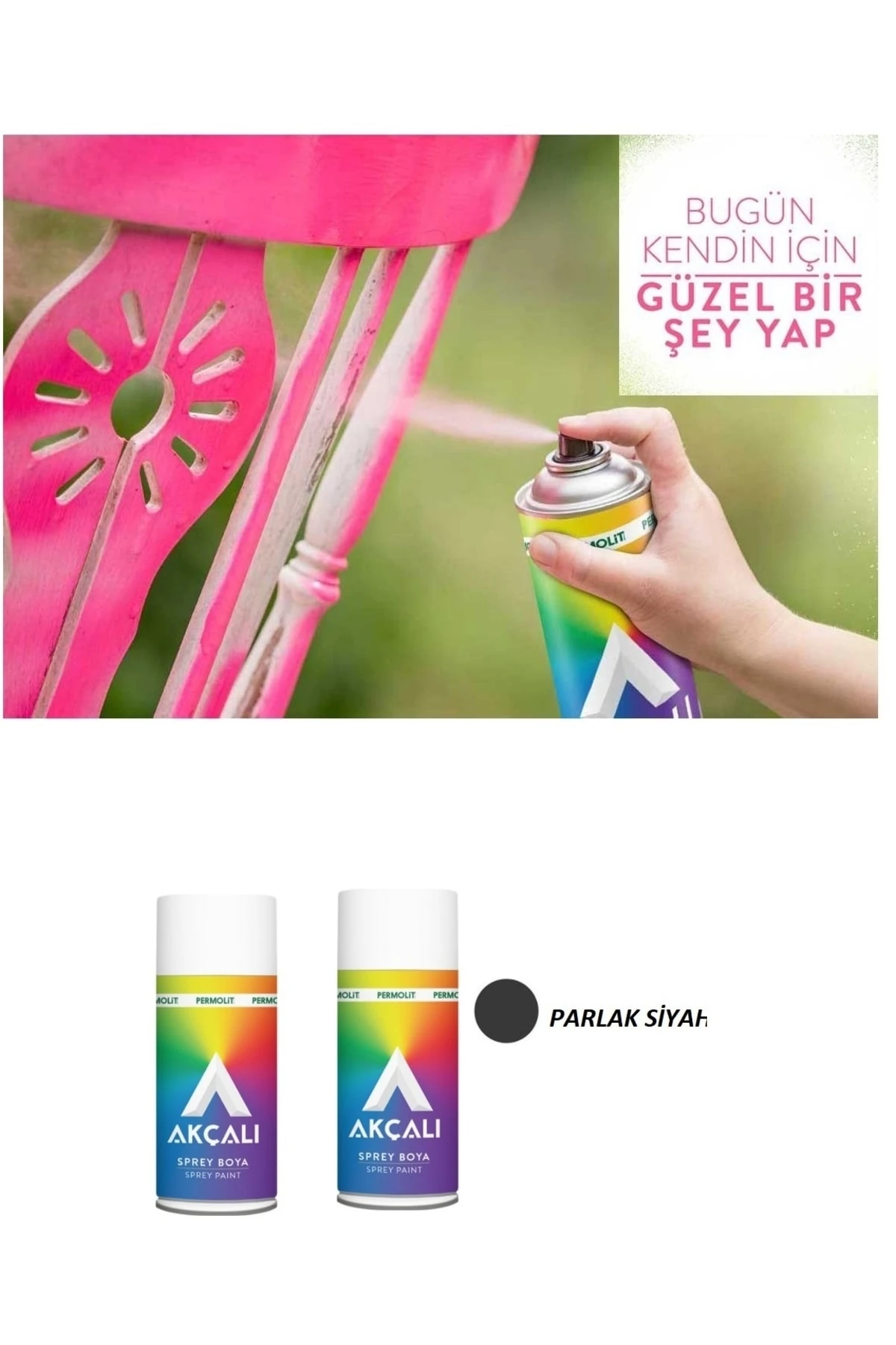 Akçalı Sprey Boya Parlak Siyah 326 400 Ml Tüp 2 Adet