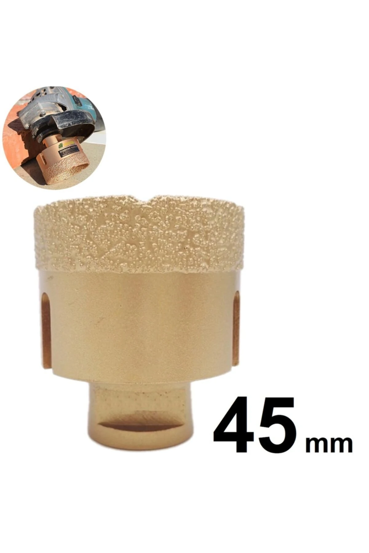 Mermer Granit Panç M14 Fayans Beton Pancı 45mm Sarı Elmas Delme Ucu Avuç Taşlama Uyumlu Karot