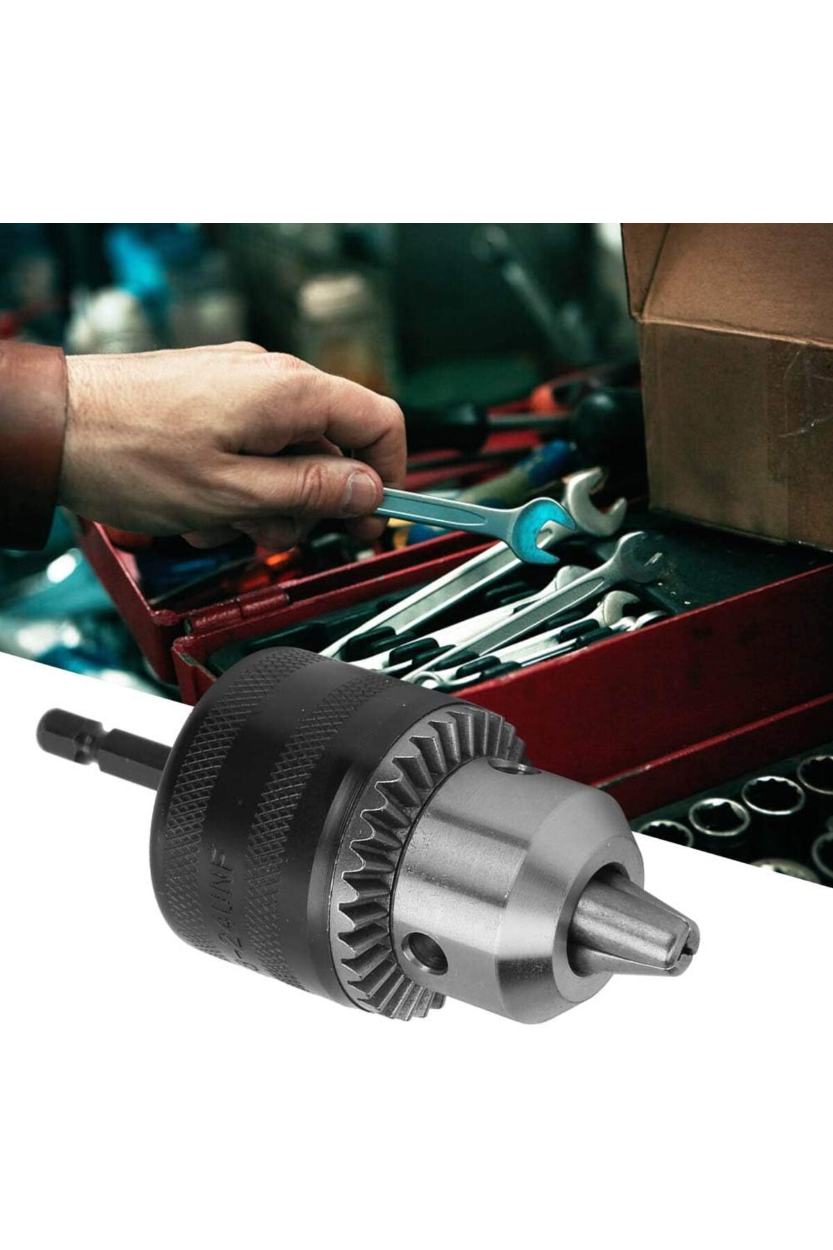 hex adaptörlü matkap mandreni 1/4 altıgen şaftlı 10mm 3/8 anahtarlı metal mandren anahtarlı