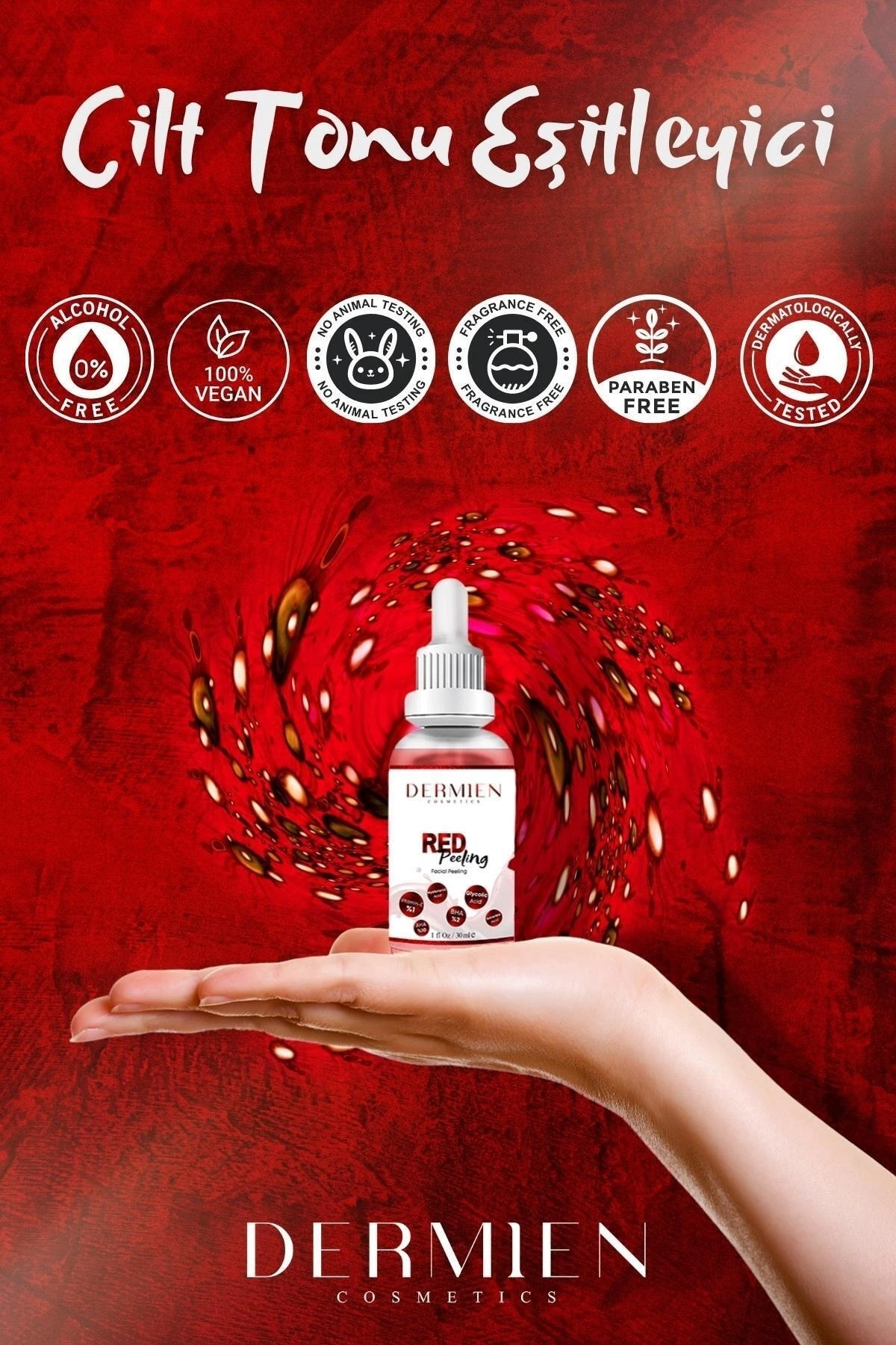 Red Peeling Serum Canlandırıcı, Yenileyici, Gözenek Sıkılaştırıcı, Leke Ve Akne Karşıtı, Antioksidan