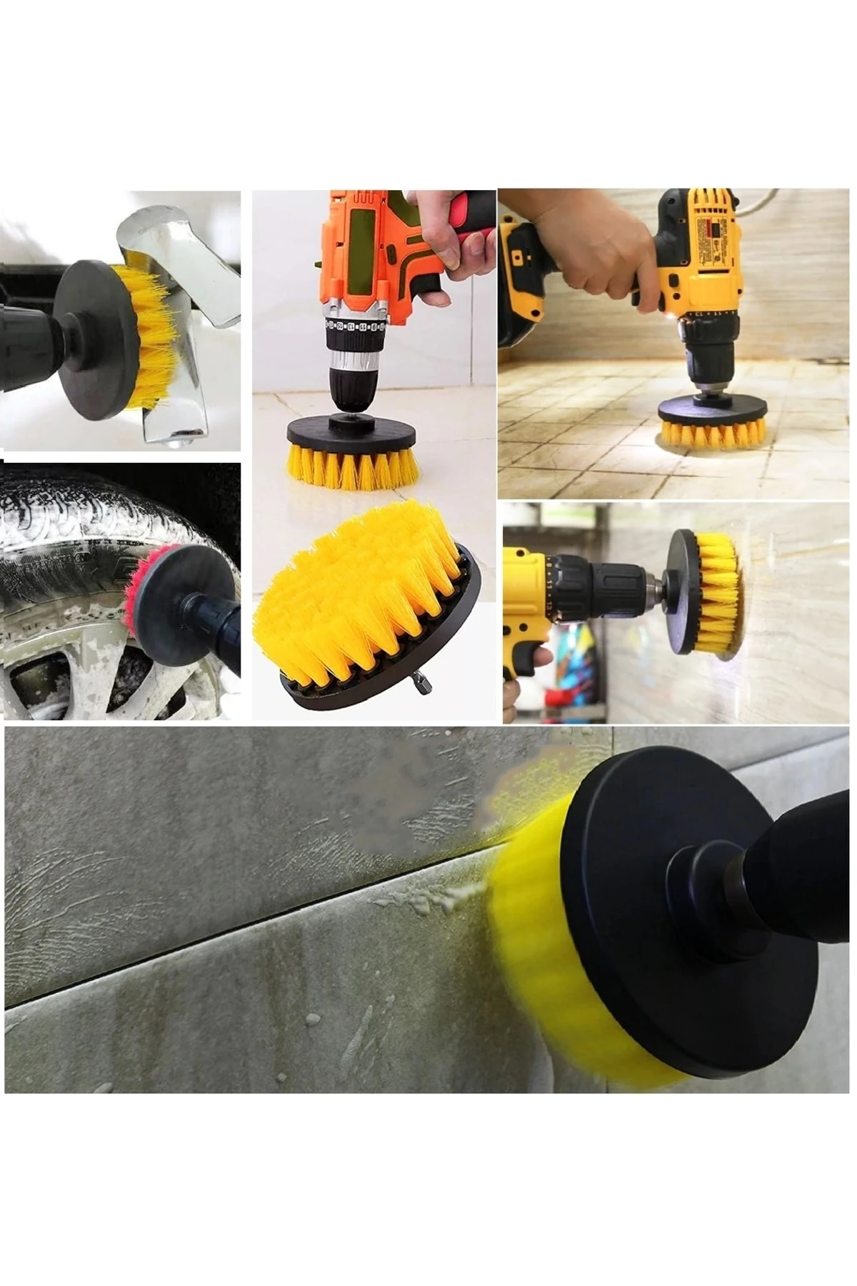 Matkap Uyumlu Temizleme Temizlik Fırçası Halı Ev Araç Sanayi Temizlik Fırçası 10cm Oval Pimli Fırça