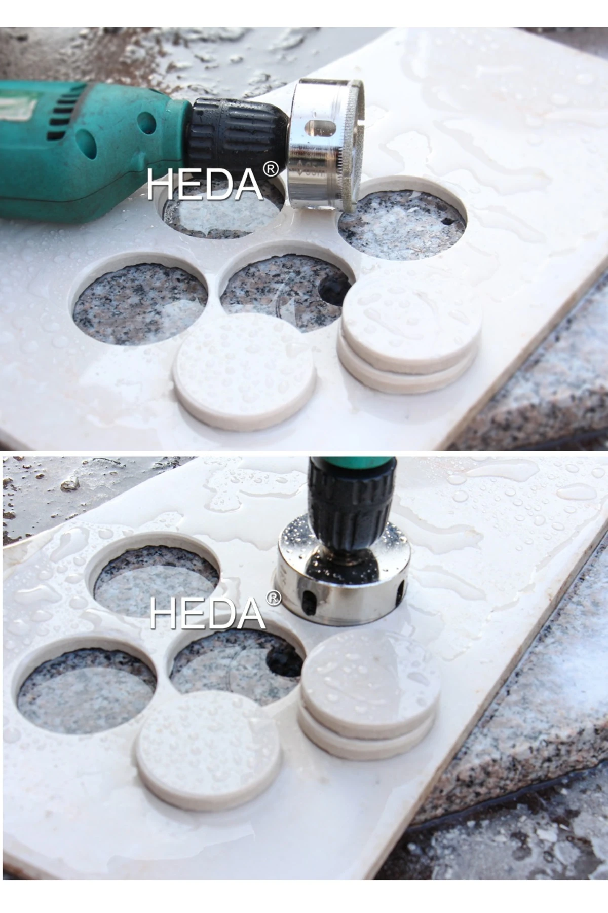 Mermer Granit Fayans Cam Yuvarlak Delme 33-48-50-55mm Matkap Uyumlu Elmaslı Boru Tipi 3lü Panc