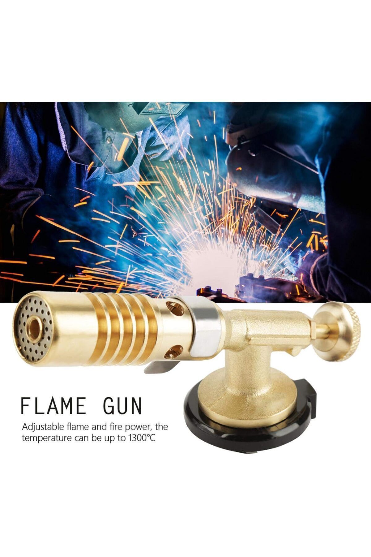 Tamirci Kaynak Şalama Pürmüzü Yüksek Alevli Metal Kafa Pürmüs Torch Ve 5li Kamp Gazı Seti 400ml