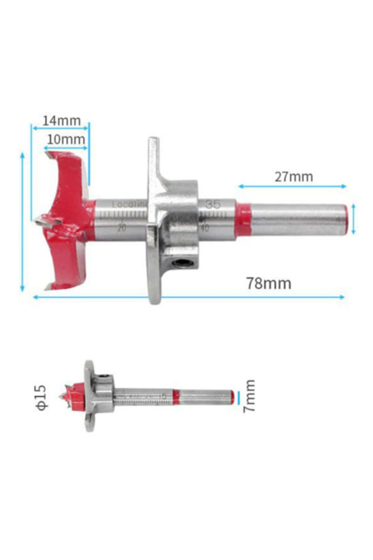 Ahşap Freze Ucu 15mm Panç Karot Stoperli Matkap Yuvarlak Açma Bıçağı Derinlik Ayarlı Panc Bıçak
