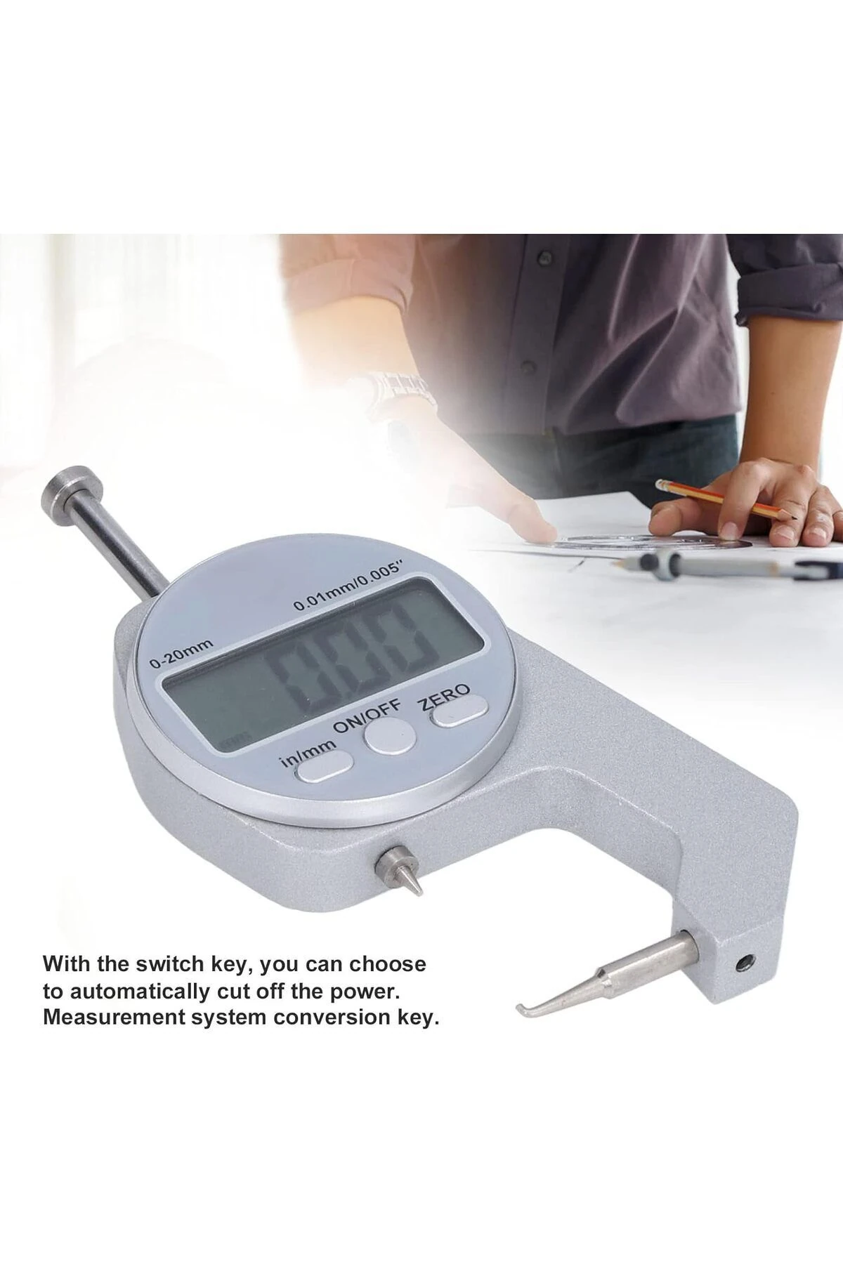 Elektronik Kalınlık Ölçer Kumpas Hassas Dijital Iğne Uçlu Lcd Mikrometre Kompratör Metal Boru Ölçme