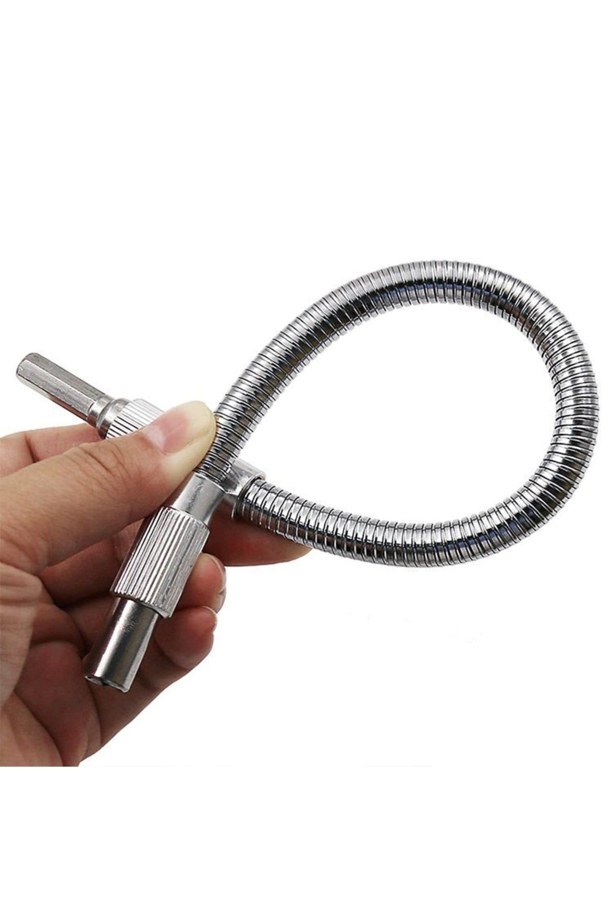 Altıgen 1/4 Hex Bits Şaftlı Uzatma Adaptör Hortumu Metal Sipiral Esnek Hortum 20cm
