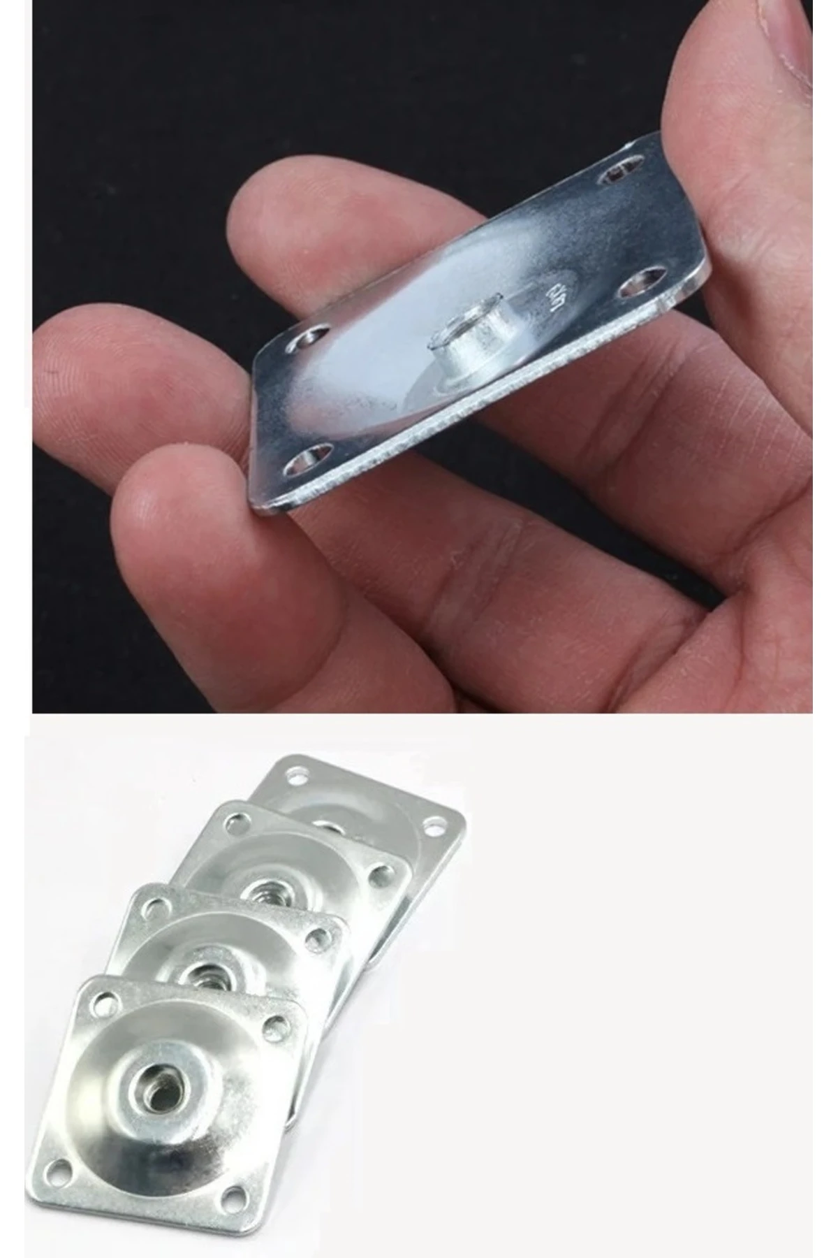 Mobilya Ayak montajı için m8 tabla 48x48cm 4 lü braket çekyat koltuk masa ayak montaj demiri