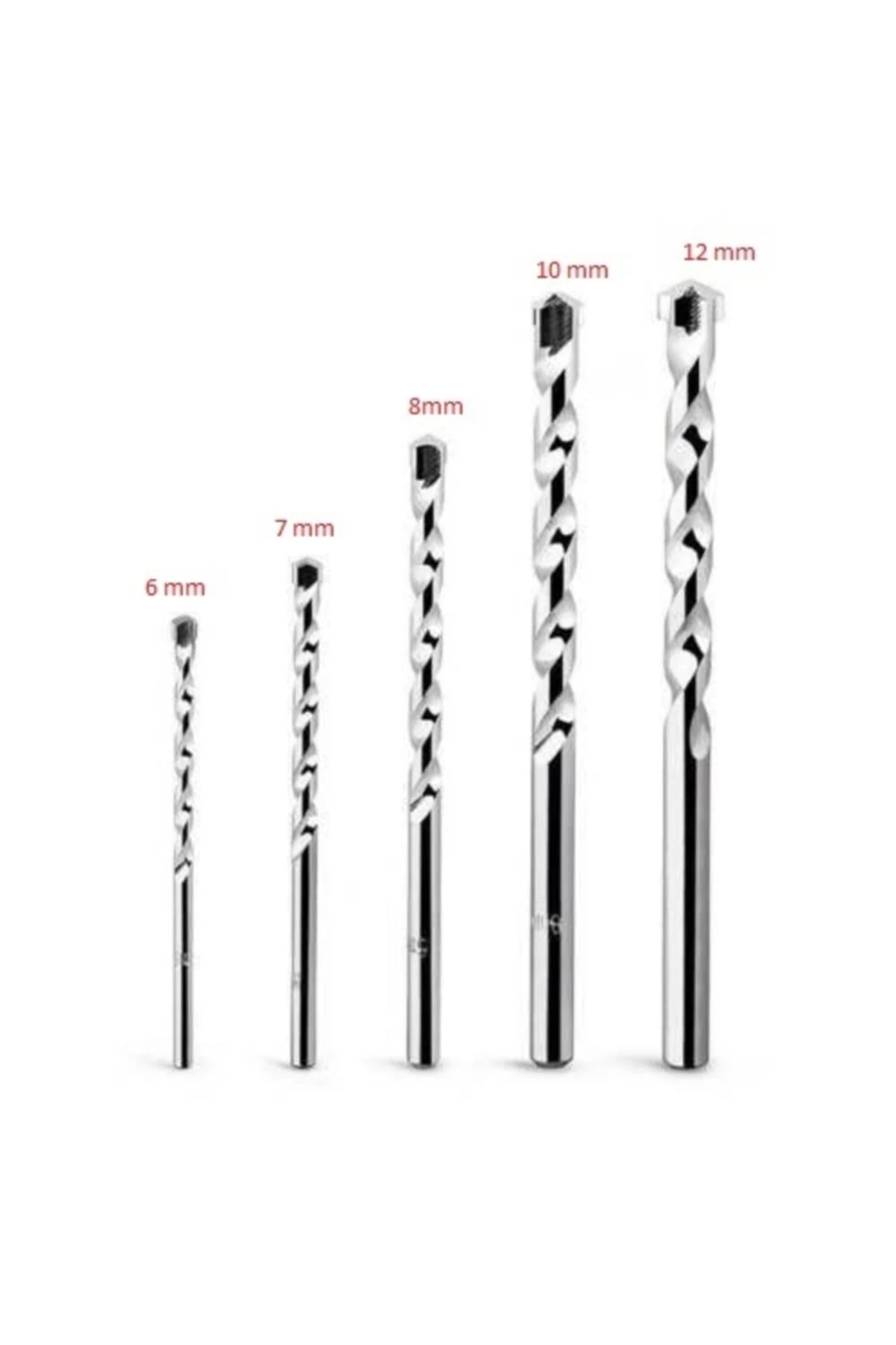 Duvar Beton Delme Matkap Ucu Seti 5 Adet Elmas Uç Matkap Ucu Takımı 6mm 7mm 8mm 10mm 12mm