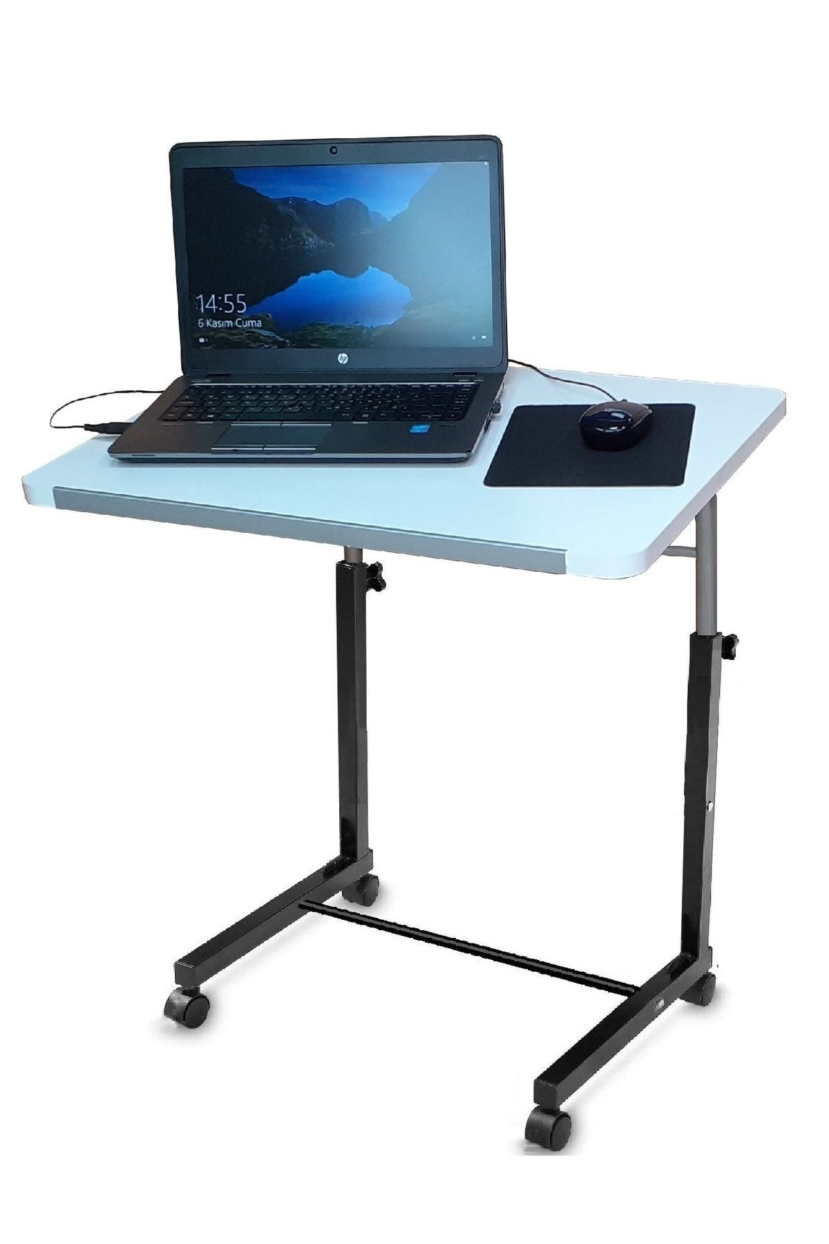 Tekerlekli Notebook Laptop Çalışma Sehpası Eğim Ve Yükseklik Ayarlı Akrobat Ders Yemek Çekyat Masası