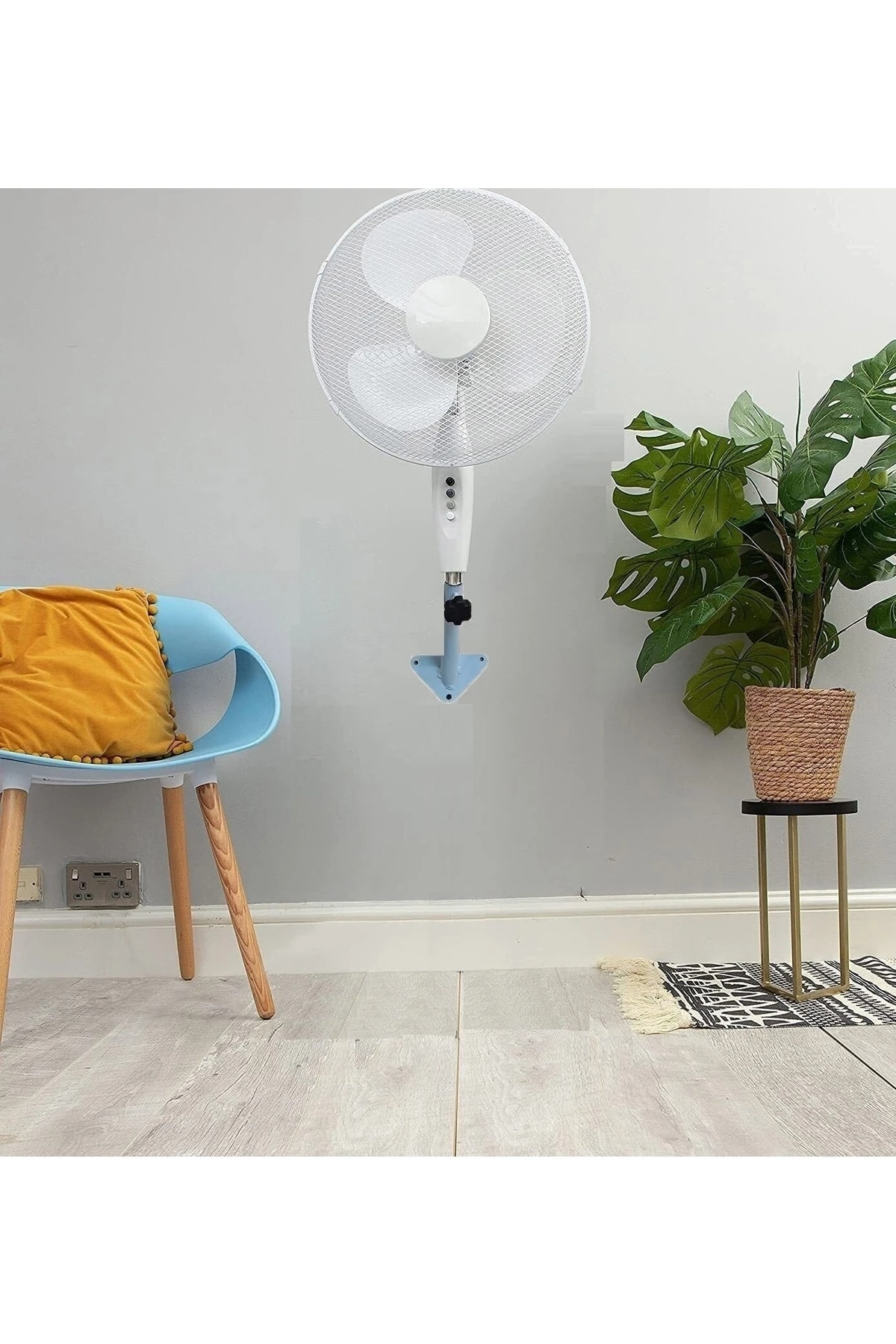 Duvar Montajlı Hava Vantilatörü Döner Kafa Duvar Için Pervane 40cm 55w Siyah Rüzgar Fanı