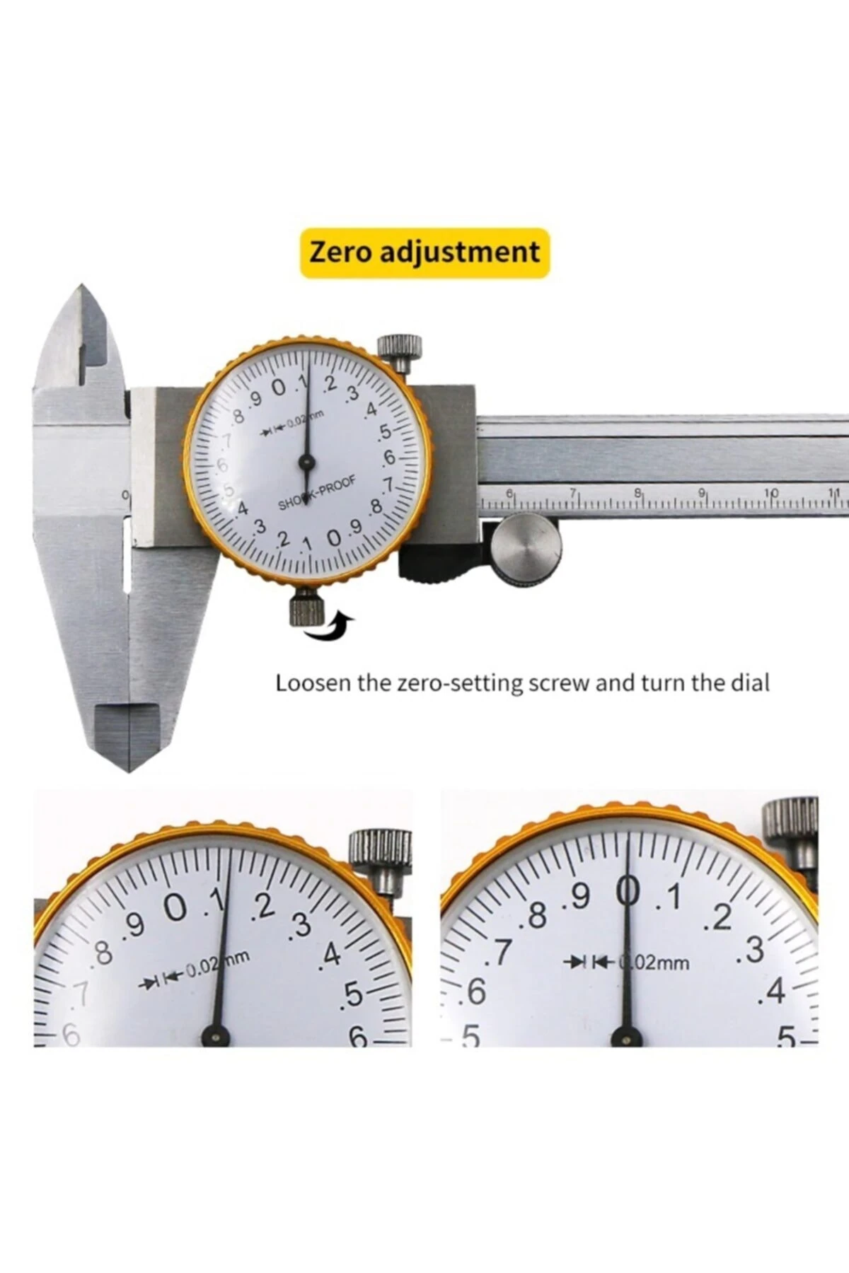 Hassas Göstergeli Kumpas Paslanmaz Çelik Sürmeli Kaliper Ölçer Mikrometre 150mm / 0.02mm