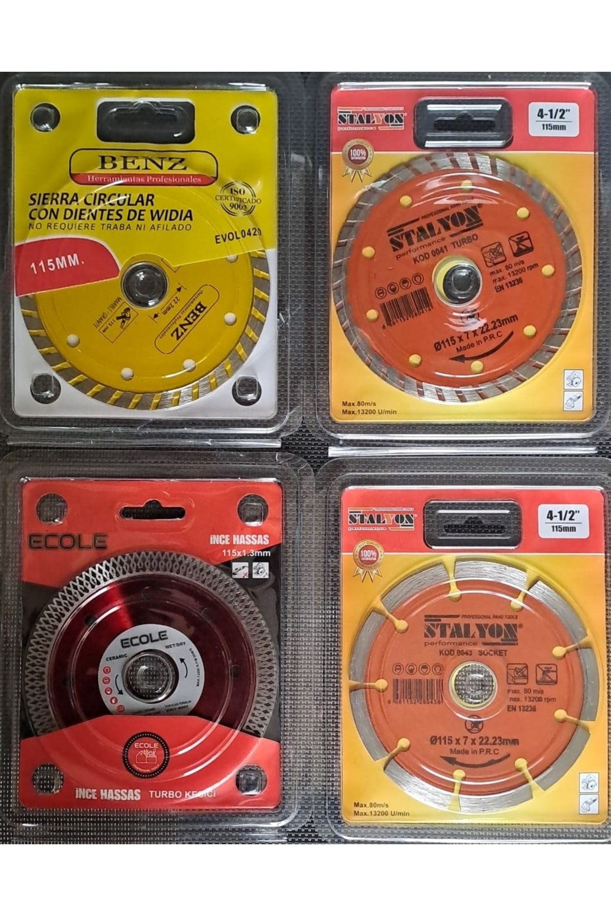 Mermer Granit Seramik Beton Taş Kesici Disk Seti 115mm Kesme Daire Disk Bıçak Takımı 4 Parça