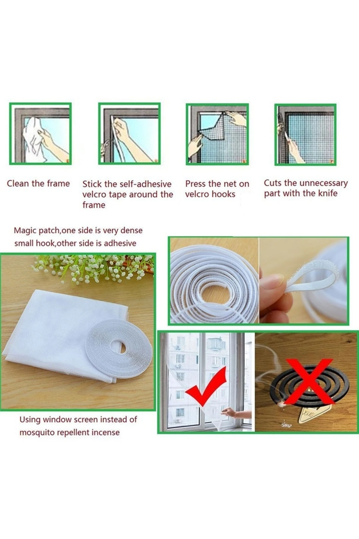 Cırtlı Yapışkanlı 125 X150cm Çift Kanat Pencere Sinekliği Beyaz Renk Cırt Yapışkan Tül Pratik