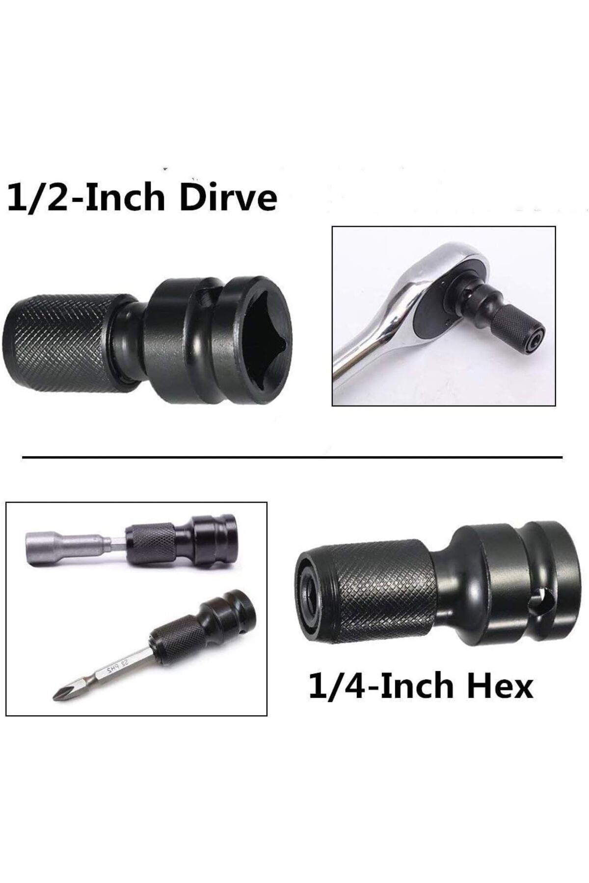 Torklu Somun Sıkma Bijon Sökme Darbeli Matkap için Bits Adaptörü 4lü Set Yaylı Ağır hizmet Mandreni