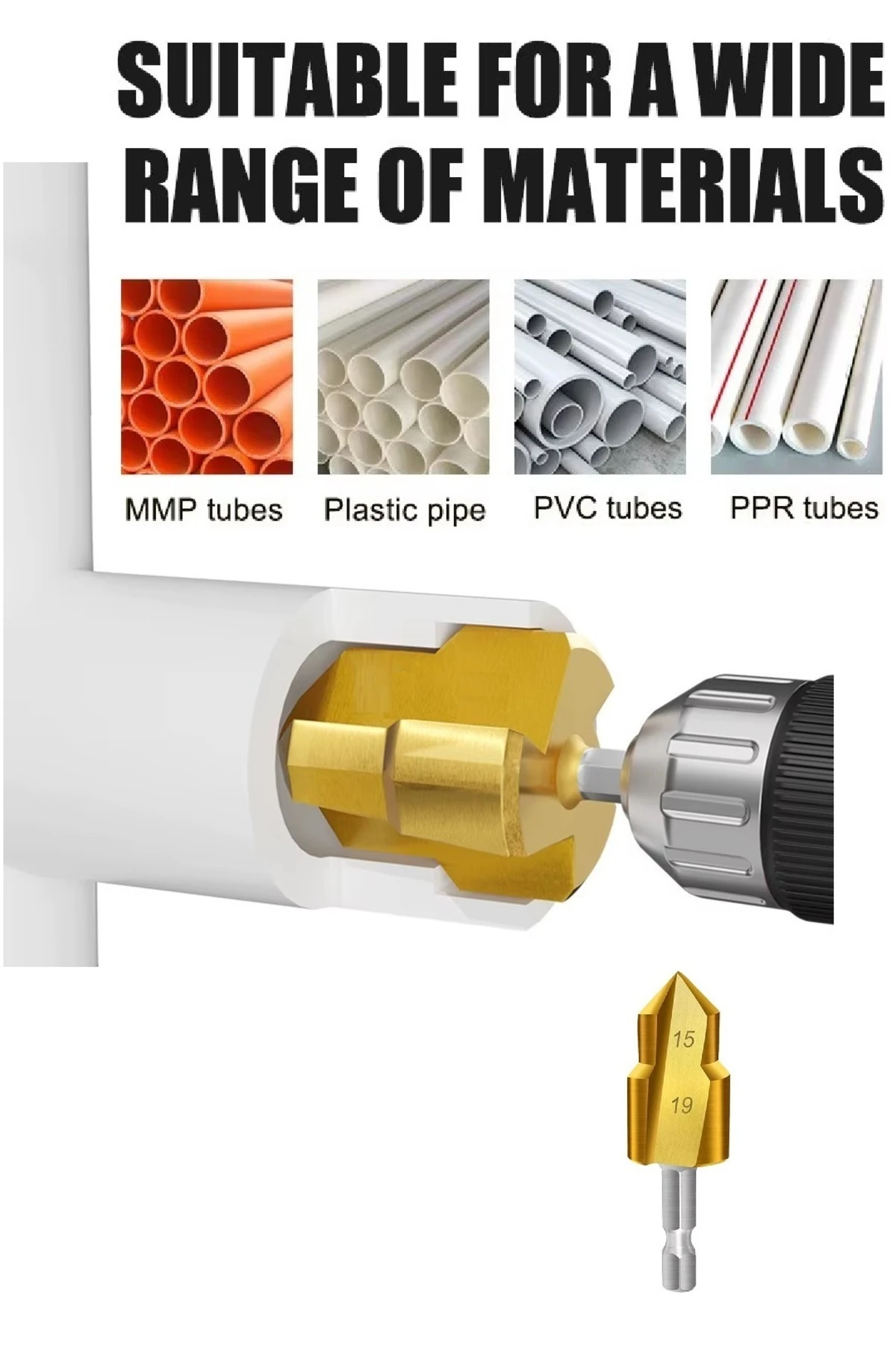 Pvc Boru Havşası 1/2 Pprc Boru Onarımı Için Rayba Matkap Uc Kutulu Boru Tamir Delme Genişletme Tıraş
