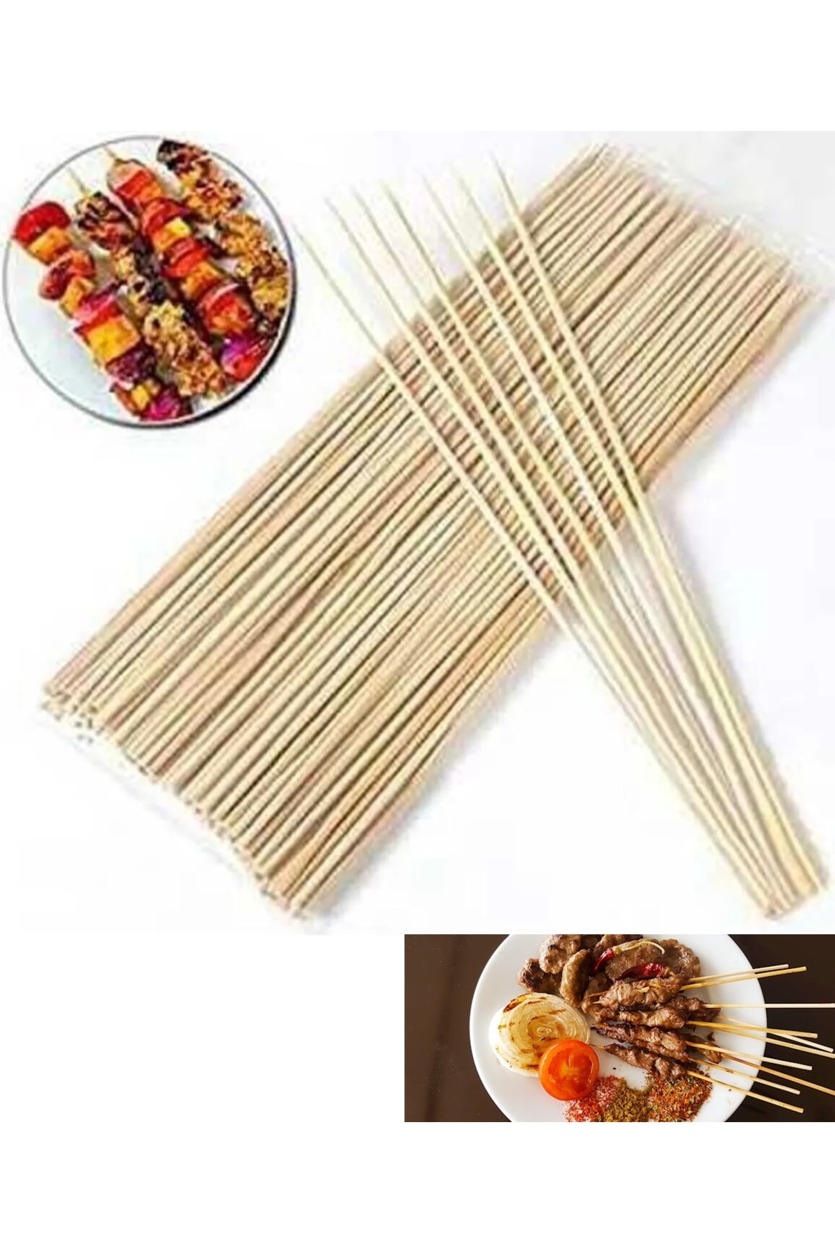Bambu Çöp Şiş cubuğu 200 Adet mangal gril barbekü ızgara için ahşap bambudan şiş çubuk
