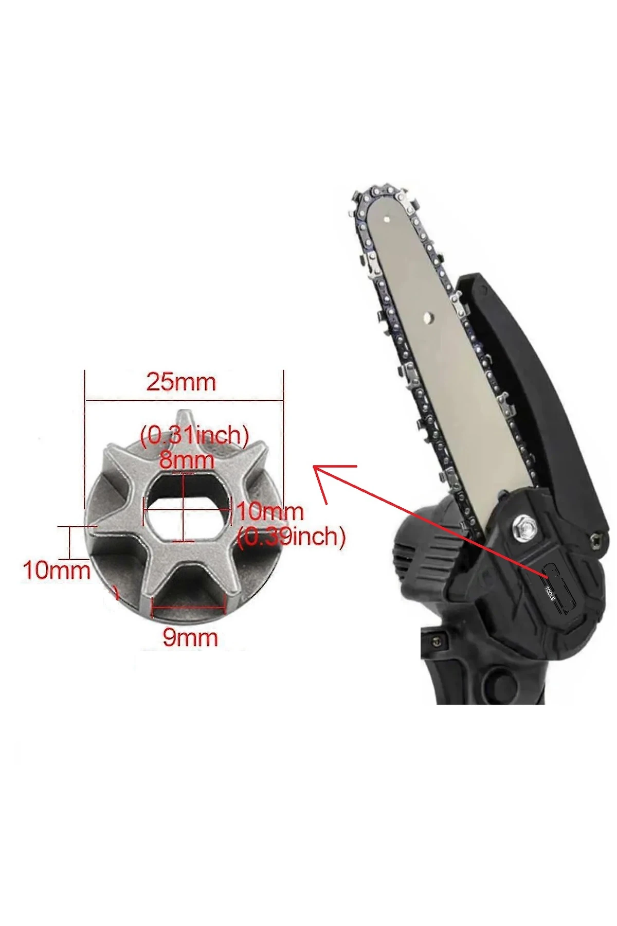 Şarjlı akülü Zincirli Testere için 1/4 Zincir dişlisi Yedek Parça Ahşap kesme Makinesi zincir dişli
