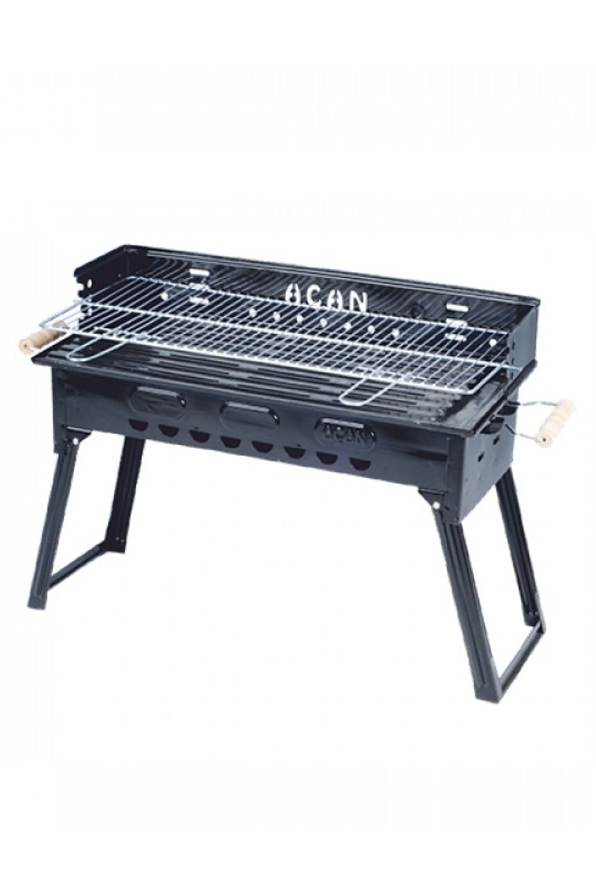 Pervazlı Emaye Mangal P3 Battal Boy Barbekü Çift Kömürlü Izgara Katlanır Ayaklı 27x51cm