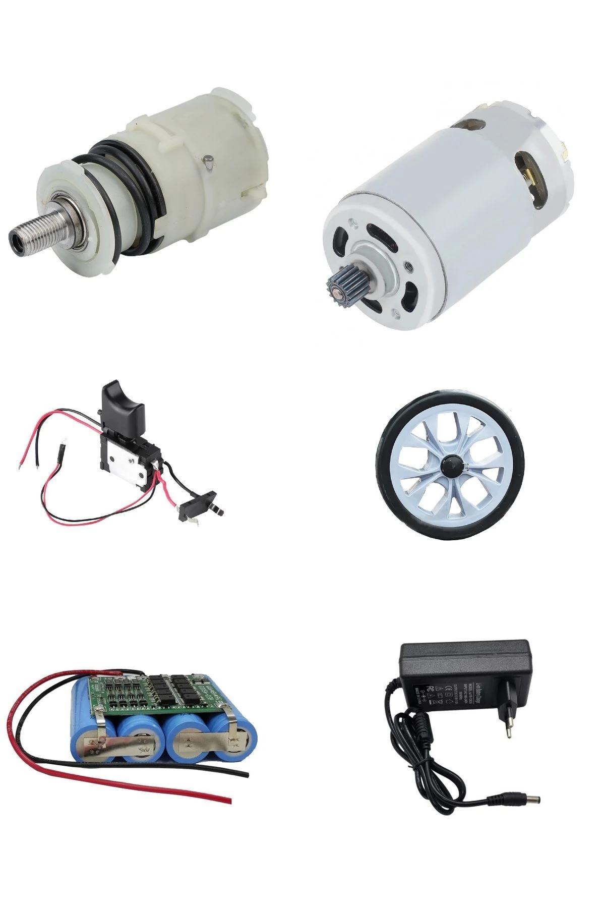 Motor Tork Dişli Hız Kontrol Tetiği Batarya Şarj Cihazı Tekerlek Proje Okul Ödev Scooter Araç Imalat