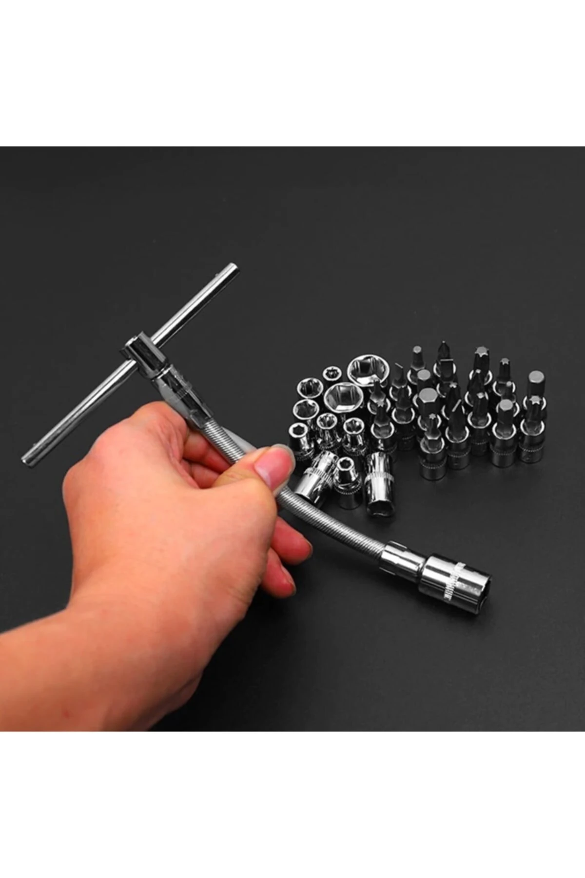 53 Parça Lokma Takımı Otomatik Cırcırlı 1/4 Uzatma Kolu Hex Adaptörlü Çantalı Set 1/4'' Profesyonel