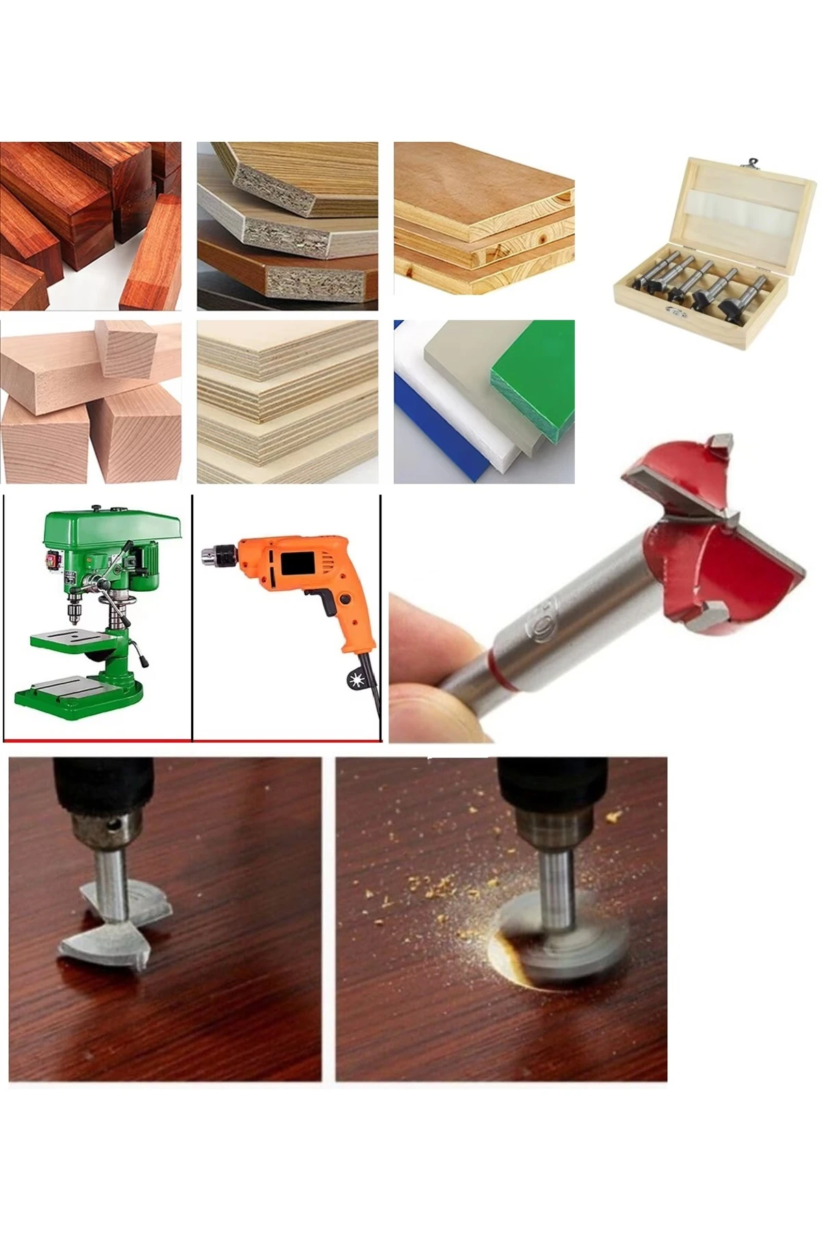 Ahşap Delme Panç Seti Freze delik delme ucu Matkap Panç Seti Tas Menteşe Yuva açma seti