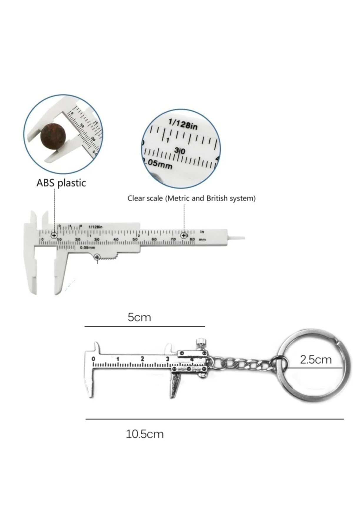 80mm Plastik Kumpas Ve Metal Mini Anahtarlık Kumpas Seti Kalınlık Ölçer Kompratör 2li Set