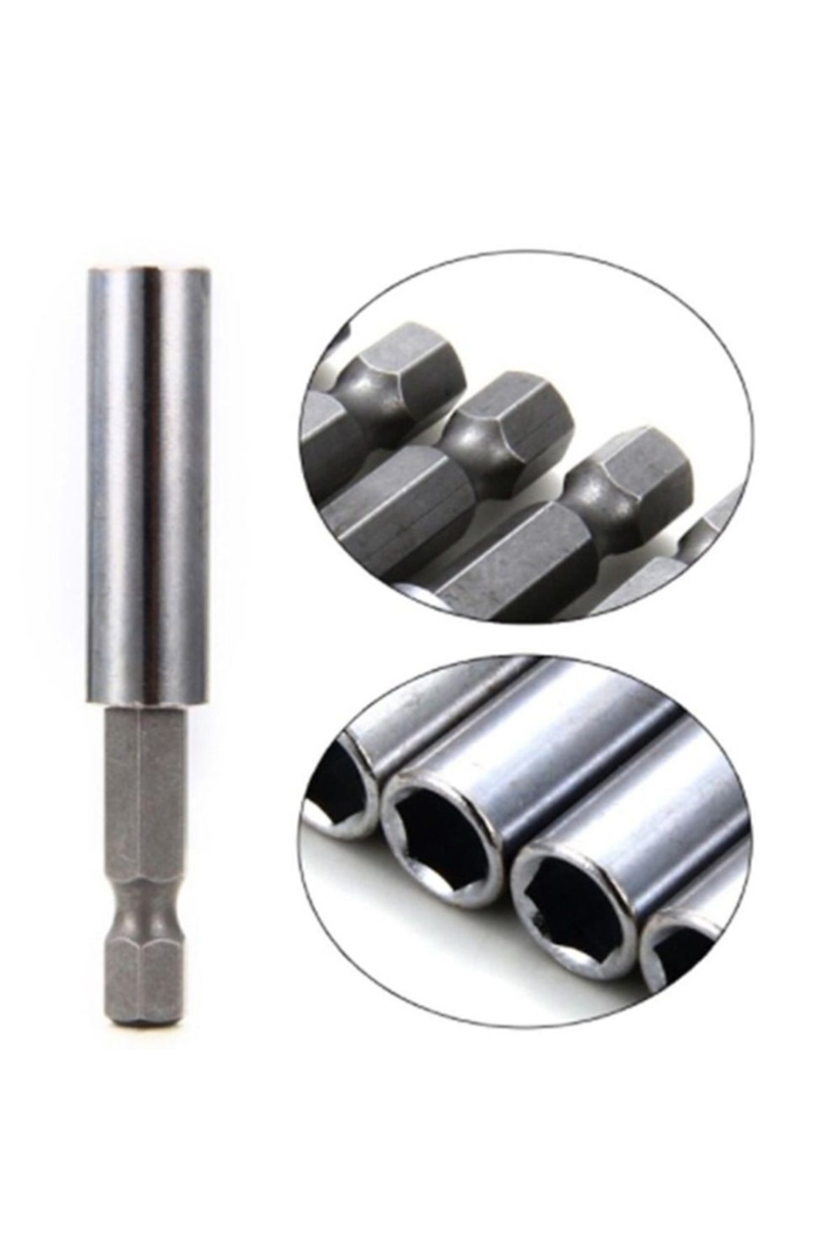 Altıgen 1/4 Hex Bits Şaftlı Manyetik Hızlı Vidalama Uzatma Aparatı Vida Metal Ahşap Düz 4 Adet Uç
