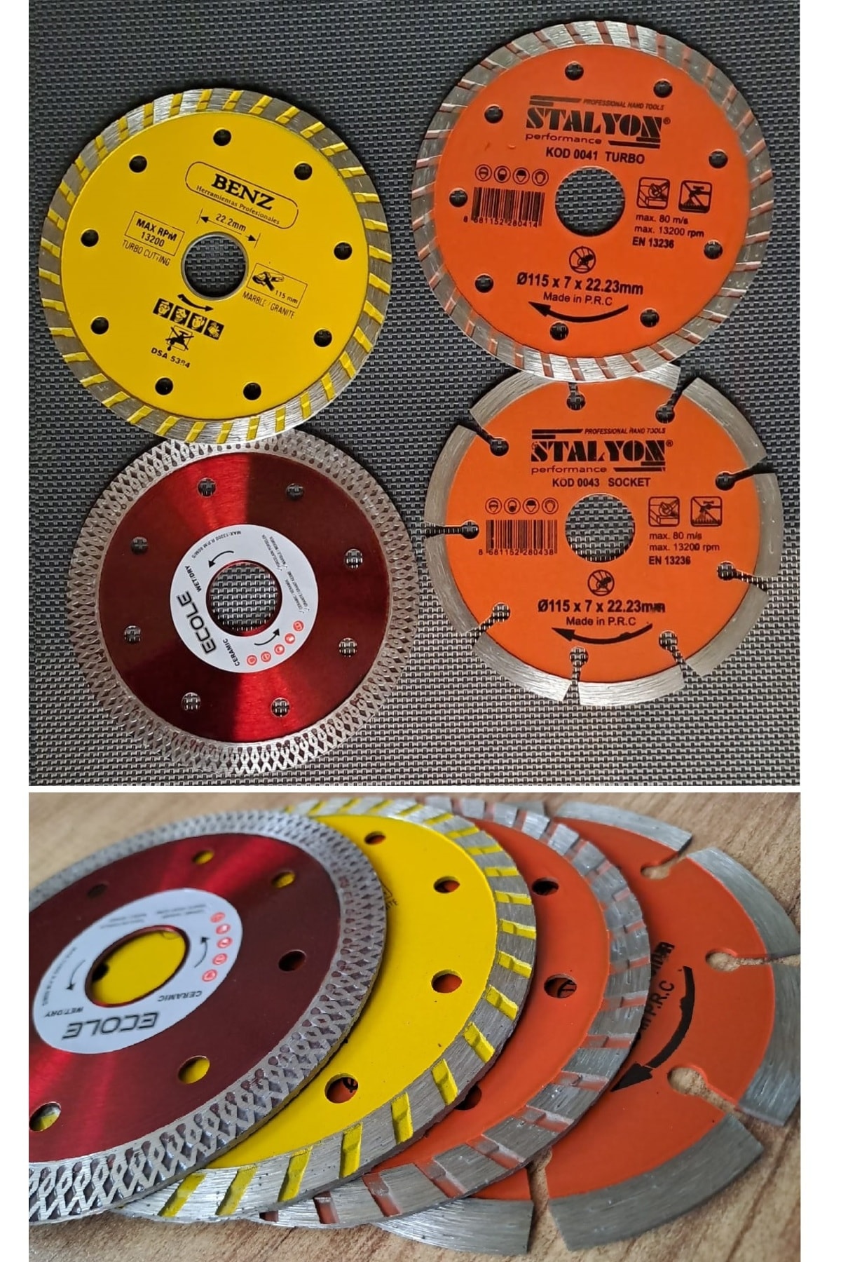 Mermer Granit Seramik Beton Taş Kesici Disk Seti 115mm Kesme Daire Disk Bıçak Takımı 4 Parça