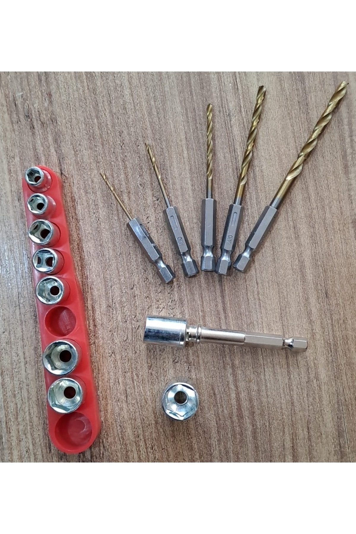 Altıgen Hex Adaptörlü Shank 1/4" Girişli 3/8" Mandren Lokma Matkap Ucu Seti