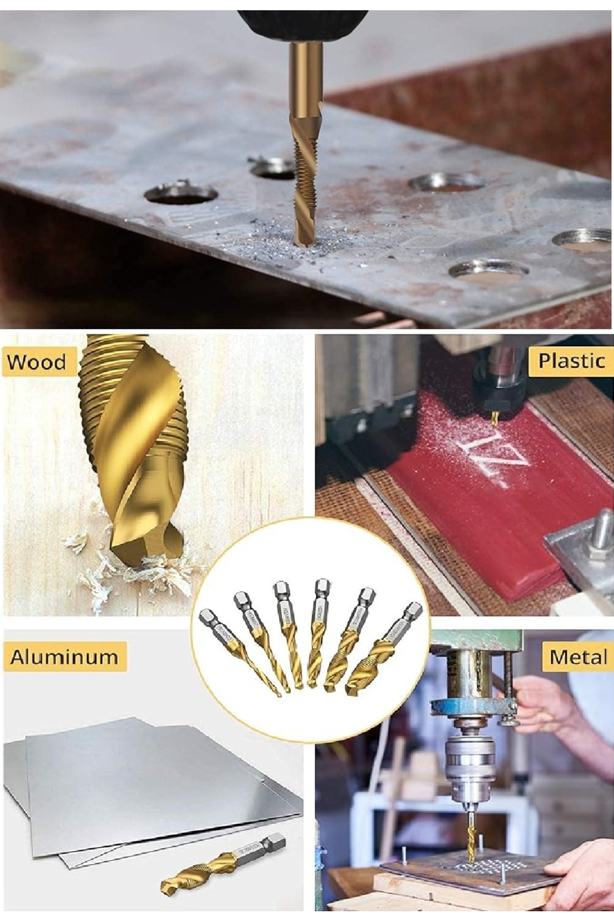 Klavuz Seti Bits sapı Matkap veya Kılavuz Kol ile kullanım M3 M4 M5 M6 M8 M10 Ahşap metal derlin pah