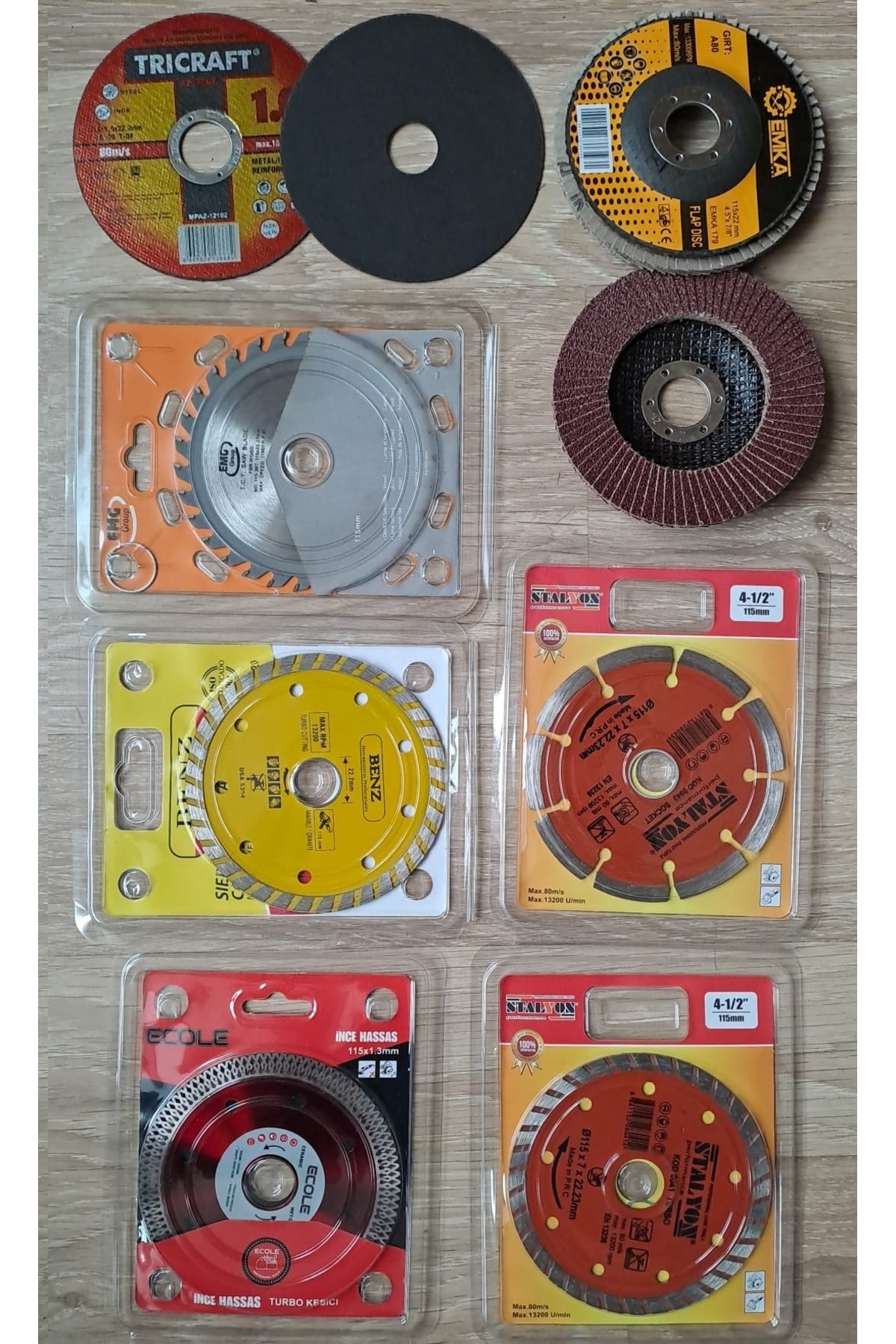 Ahşap Metal Mermer Granit Seramik kesici disk Seti Kesme Zımparalama Daire Disk Bıcak 115mm ispirel