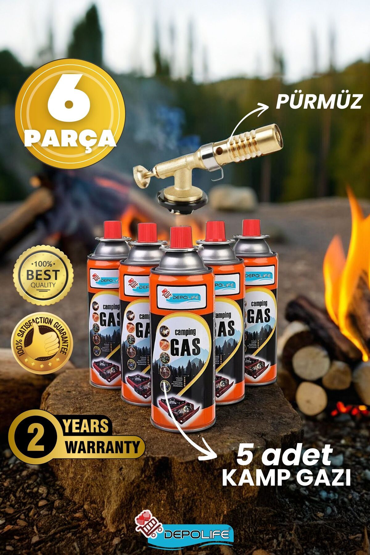 Tamirci Kaynak Şalama Pürmüzü Yüksek Alevli Metal Kafa Pürmüs Torch Ve 5li Kamp Gazı Seti 400ml