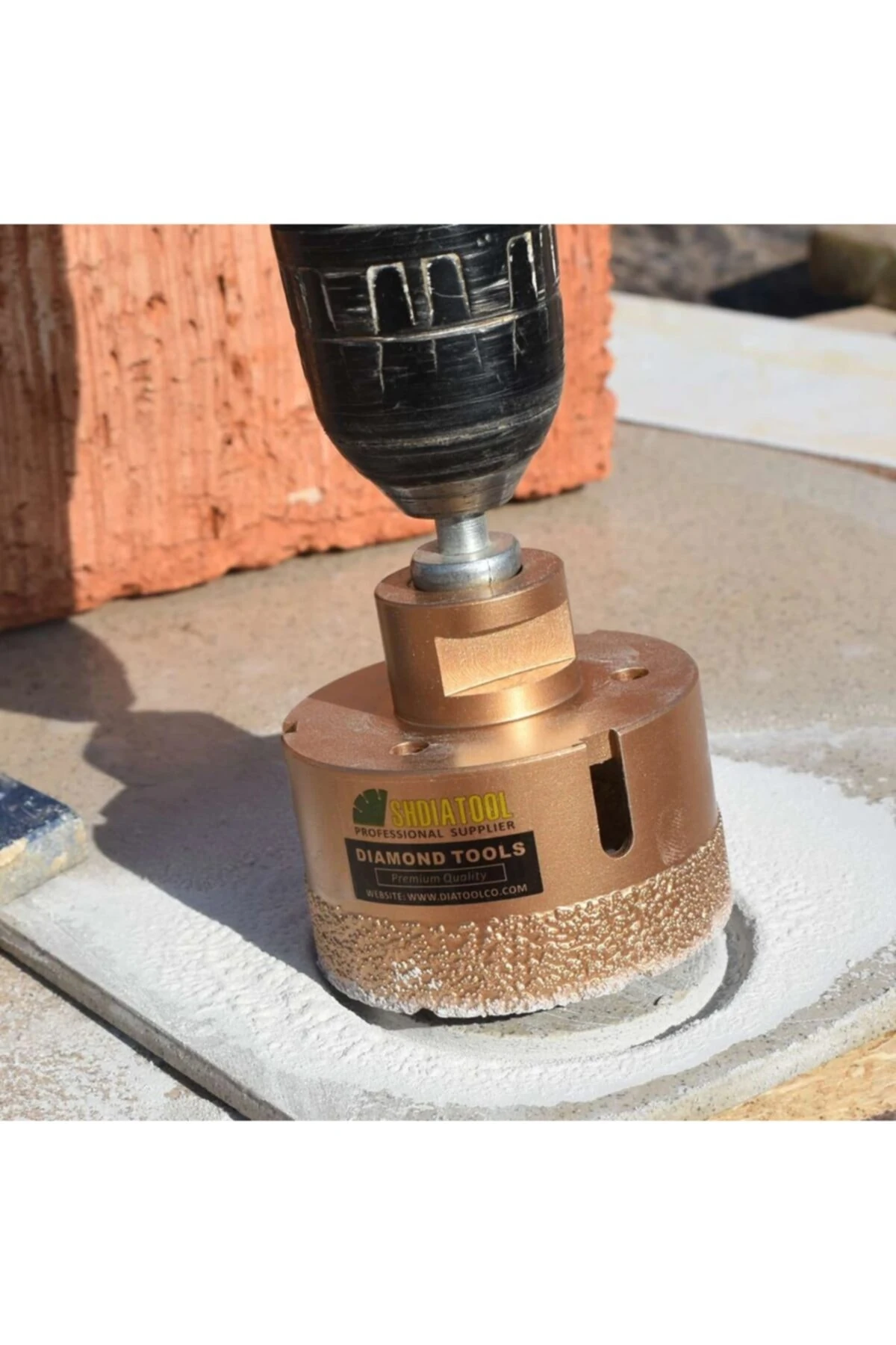 Mermer Granit Panç Fayans Beton Kaya Delme Ucu 45mm Sarı Elmas Avuç Taşlama Uyumlu (m14) Karot Delik