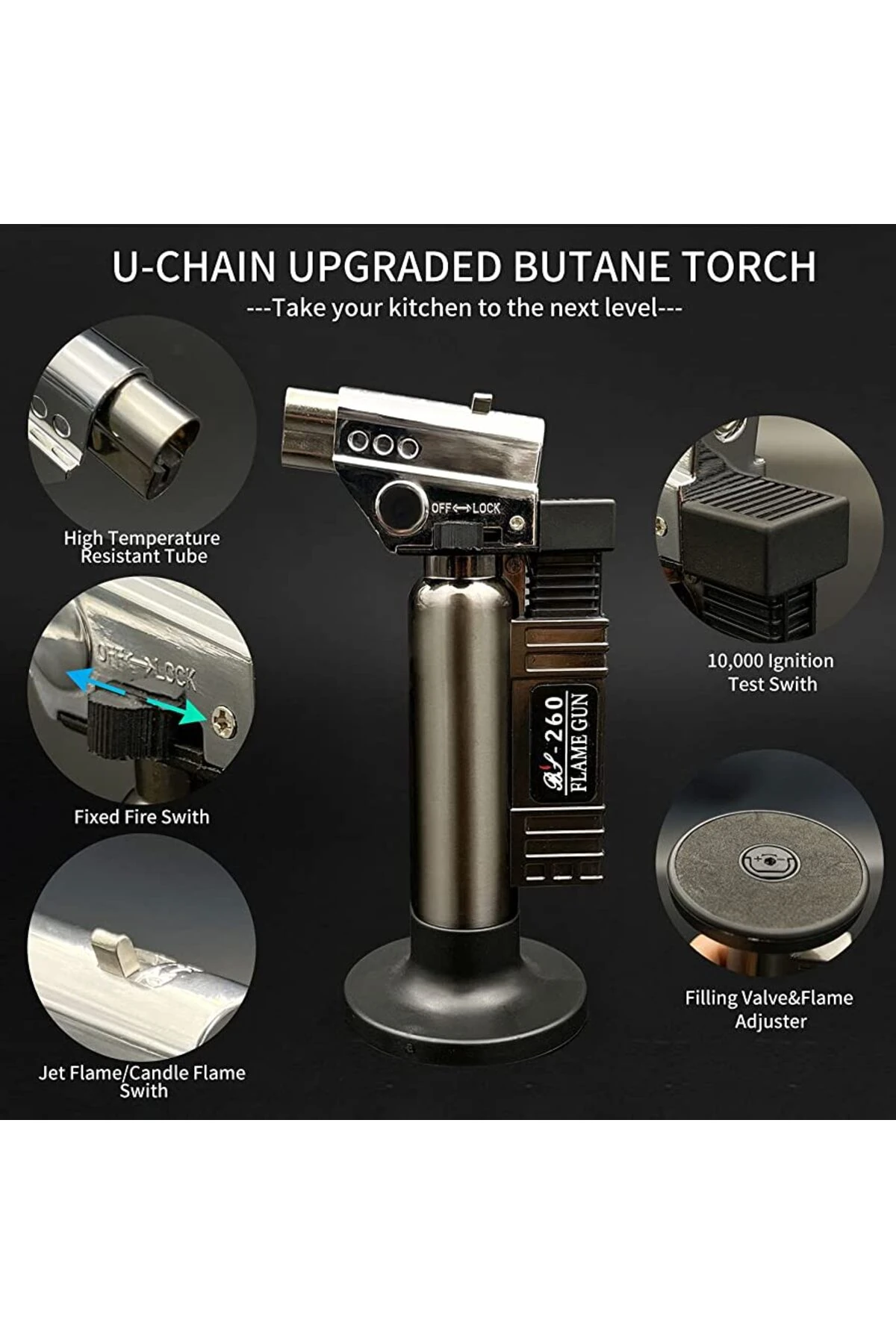 Bs-261 Jet Alev Bütan Gaz Tıbbi Diş Kesme Meşale Çakmak Metal Gövde Çakmak Pürmüz Torch