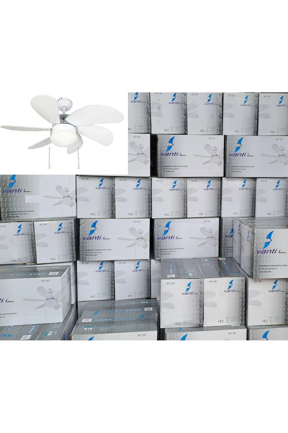 Tavan Vantilatörü 6 kanatlı Aydınlatmalı beyaz 76cm Tavan Pervanesi