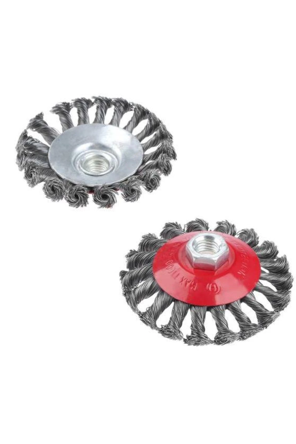 Avuç Taşlama Için (M14) Örgülü Çelik Tel Fırça Seti Burgulu Konik Ve Silindir 2 Parça