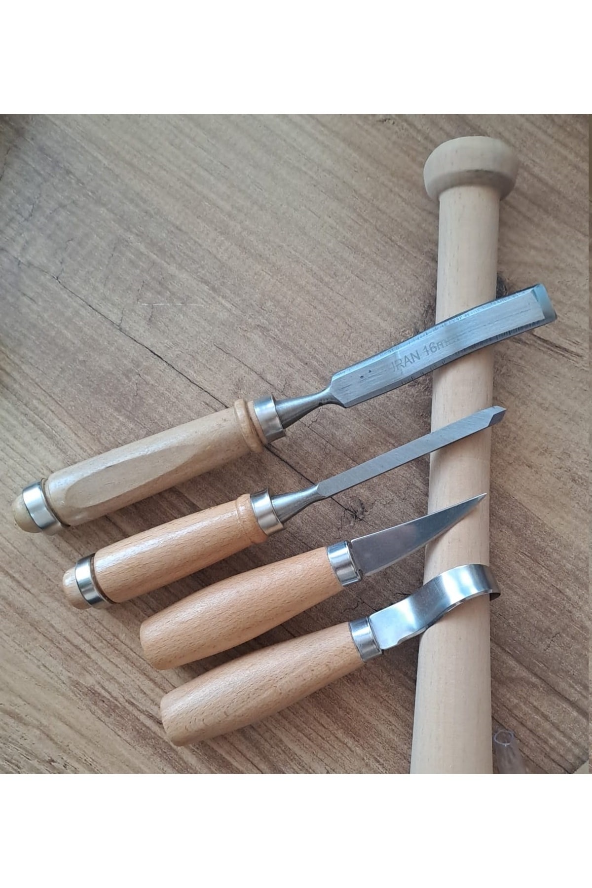 Ahşap Oyma Bıçak Alet Seti Kaşık Heykel Kuksa Oval Düz Oyma Yontma Bıçağı 4 Parçalı Set
