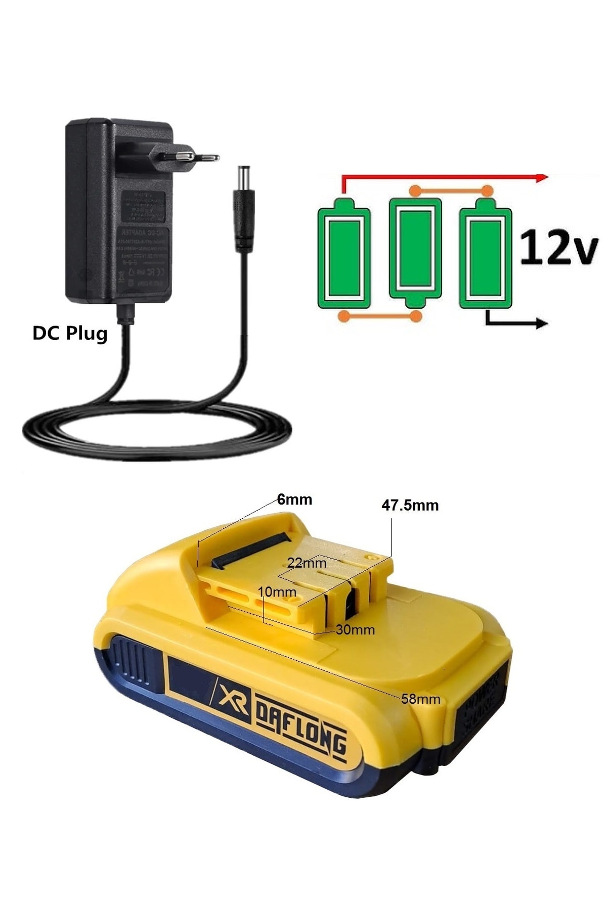 Şarlı Matkap Yedek Akü 12v Batarya ve şarj Adaptör cihazı 2li set Maxstar daflong