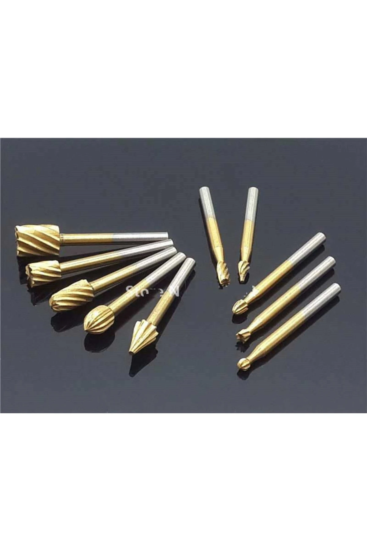 Titanyum Kaplı Freze Uç Seti 10 Parça Dremel Kalıpçı Uyumlu 3 Mm Şaft Freze Ahşap Oyma Set