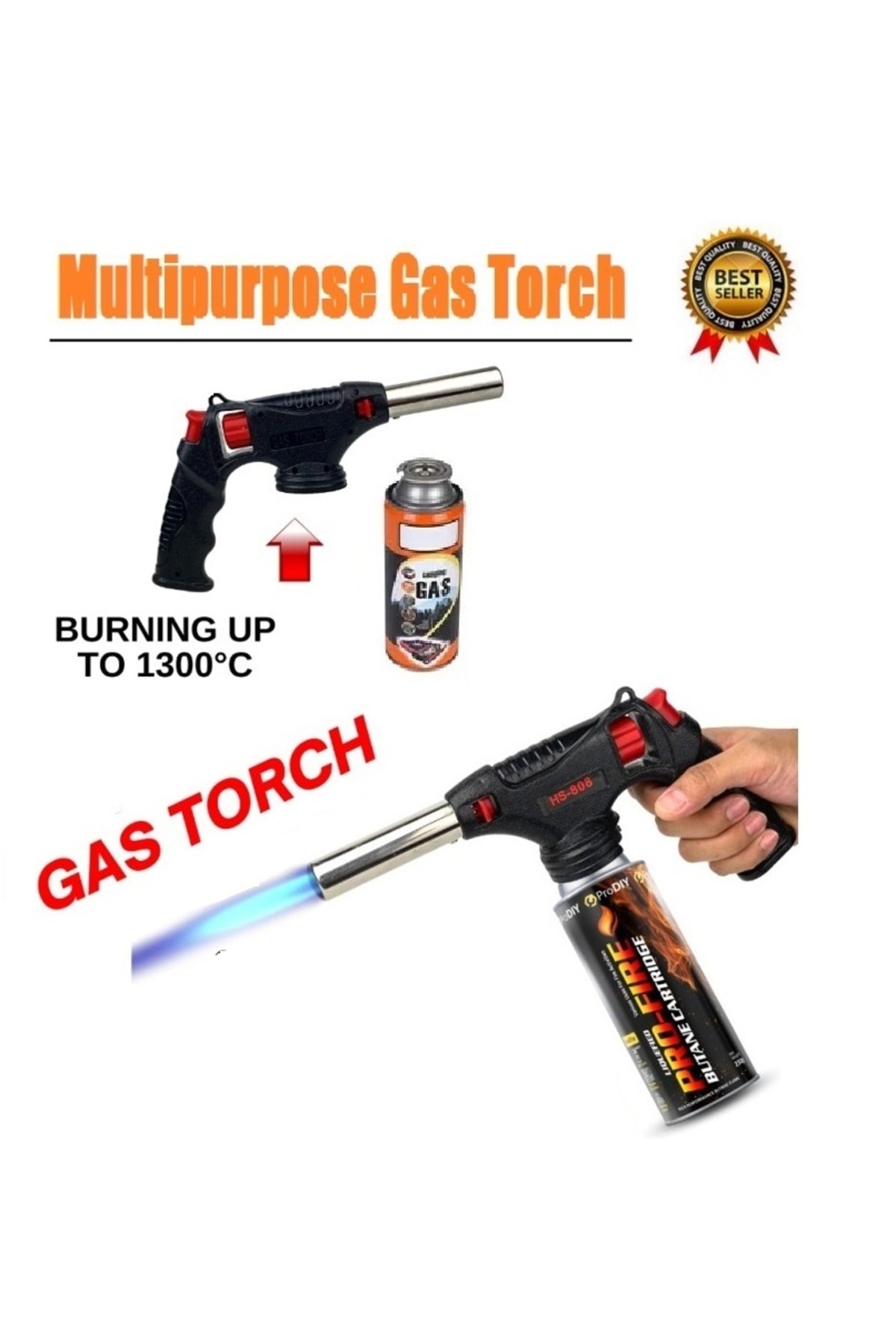 Tabanca Pürmüz Kafası Yüksek Alevli Torch Kafa 1500 Derce yüksek Alev Saplı çakmak Kamp gazı uyumlu