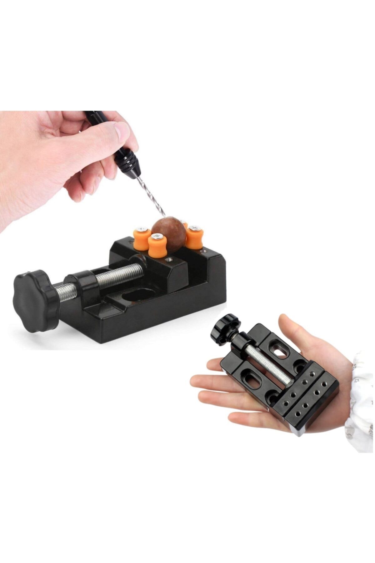 Mini Çok Amaçlı Detay Çalışma Mengenesi 57 Mm Ve Mekanik El Matkabı Seti 4.6mm 2 Li Matkap Ucu Set
