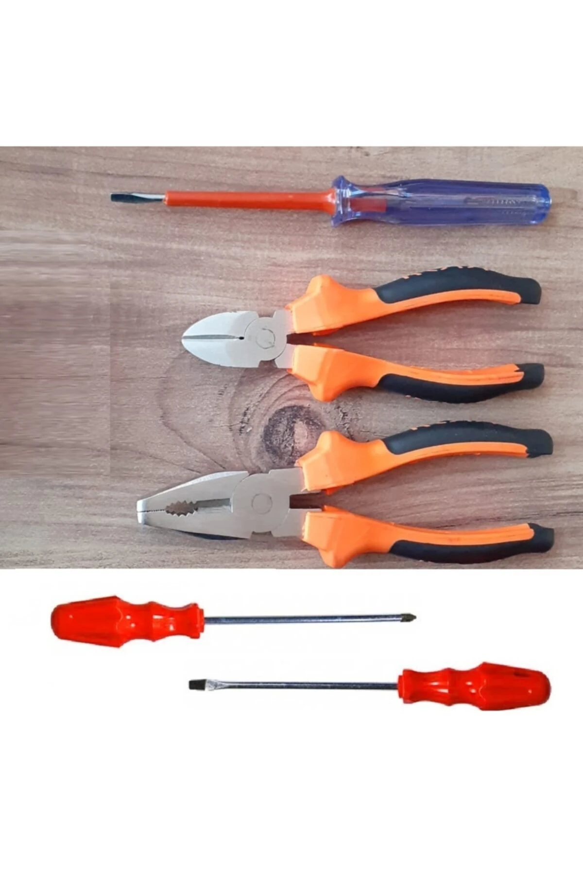 Pense Yan Keski Seti Manyetik Düz Yıldız Tornavida Kontrol Kalemi Takımı 5 Parça Izoleli Set