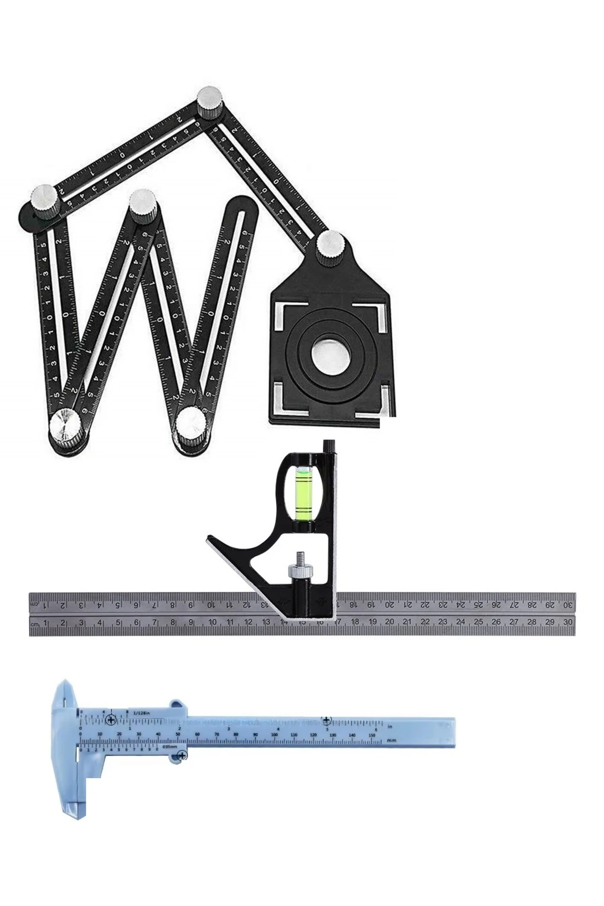 Mühendis Mimar Marangoz cizim Kalıplama Tarağı Kombine Gönye cizim Şablon Cetvel Kumpas Seti 45°/90°