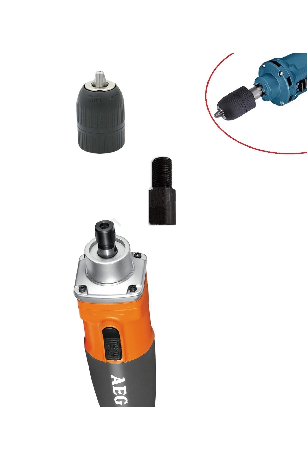 Aeg Gs 500 E 500 W Kalıpçı Taşlama Motorunu Mandrene Dönüştüren Kaplin Adaptör Otomatik Mandren Set