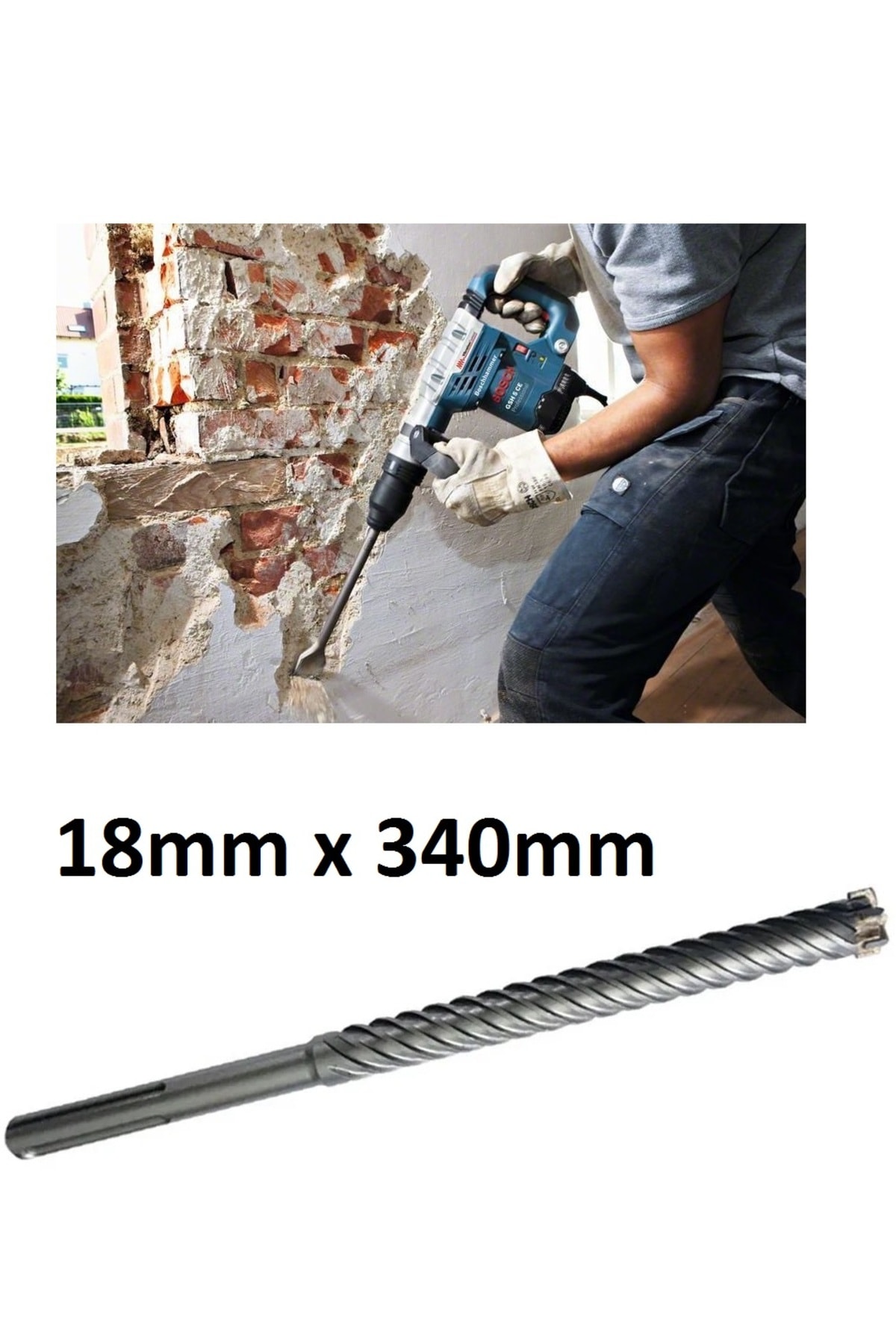 Sds Max Kırıcı Delici Için Matkap Ucu 18mm 4 Elmas/flüt Elmaslı Sdsmax 16mmx340mm