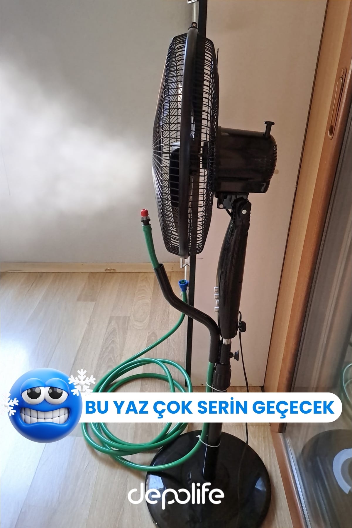 Vantilatör Serinletme Sistemi Buharlama Sisleme Misting Cafe Bahçe Balkon Veranda Su Buhar Püskürtme