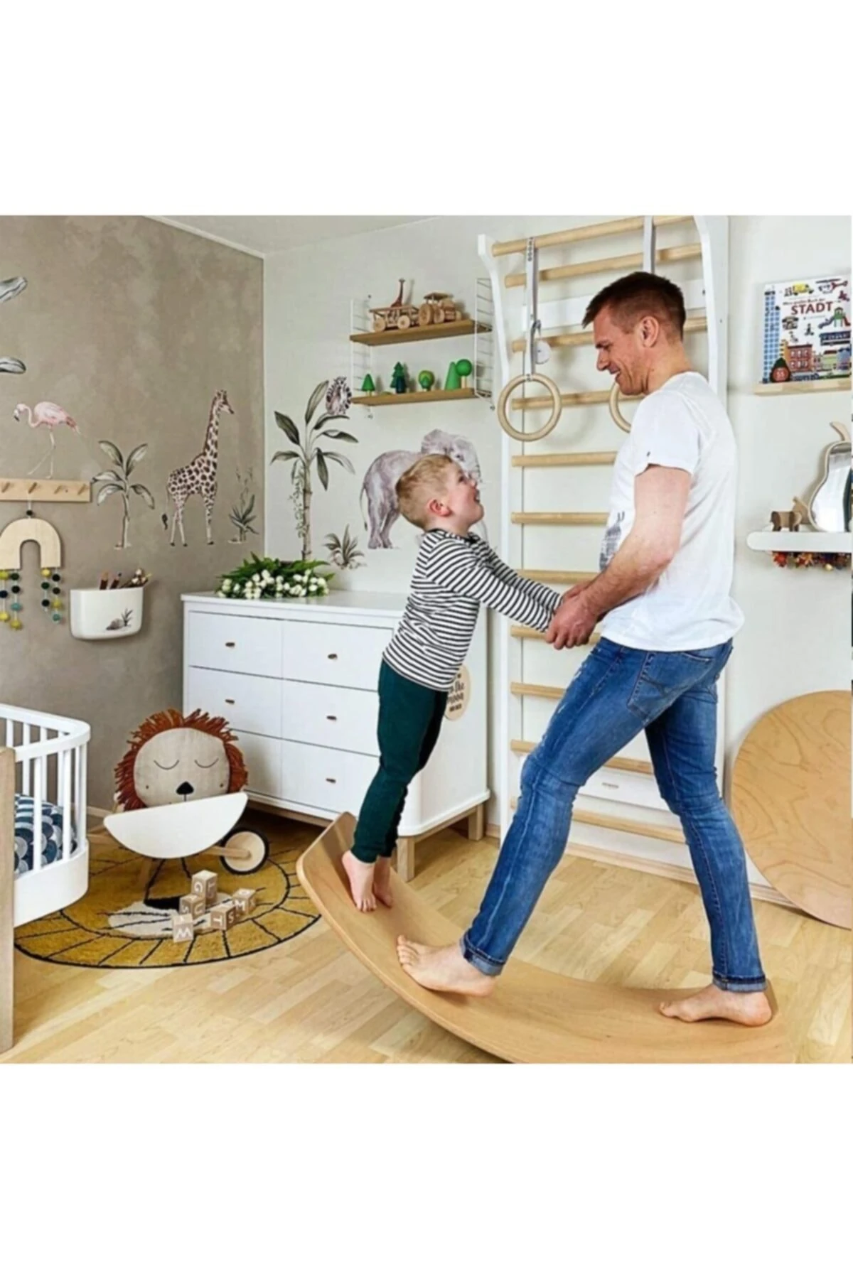 Denge Tahtası Balance Board Yoga Spor Egzersiz Fitnes Platformu 90x30cm Naturel Kontraplak