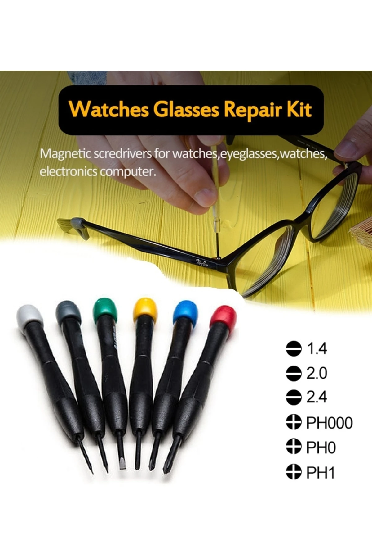 Saat Gözlük Telefon Tornavida Seti 6 Parça Yıldız Düz Tornavida Seti Mini Saatçi Tornavida Takımı